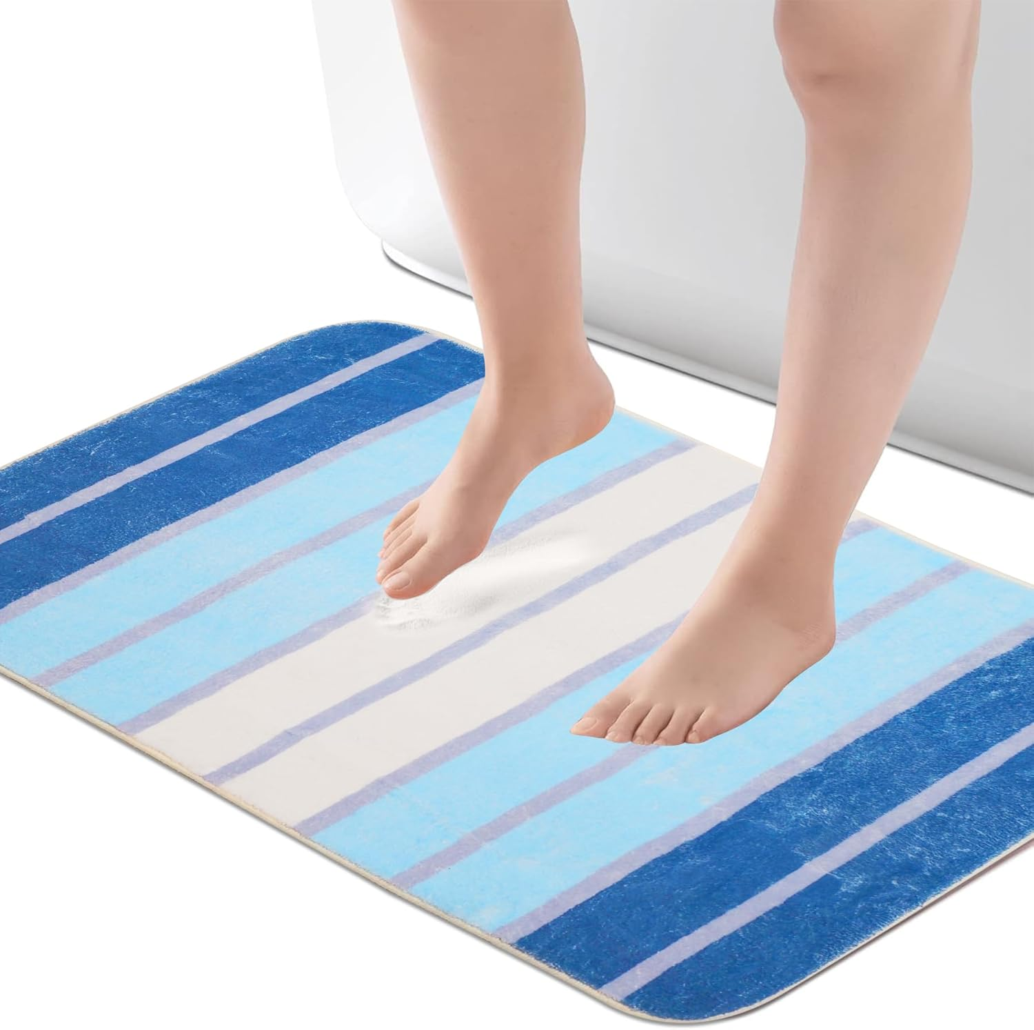 Microfiber Absorbent Bath Mat 50X80Cm, Non-Slip Bathroom Rug Washable Thin Bathroom Floor Mat, Soft Quick Dry Bath Carpet for Bathroom Floor, Tub, Shower (Green)