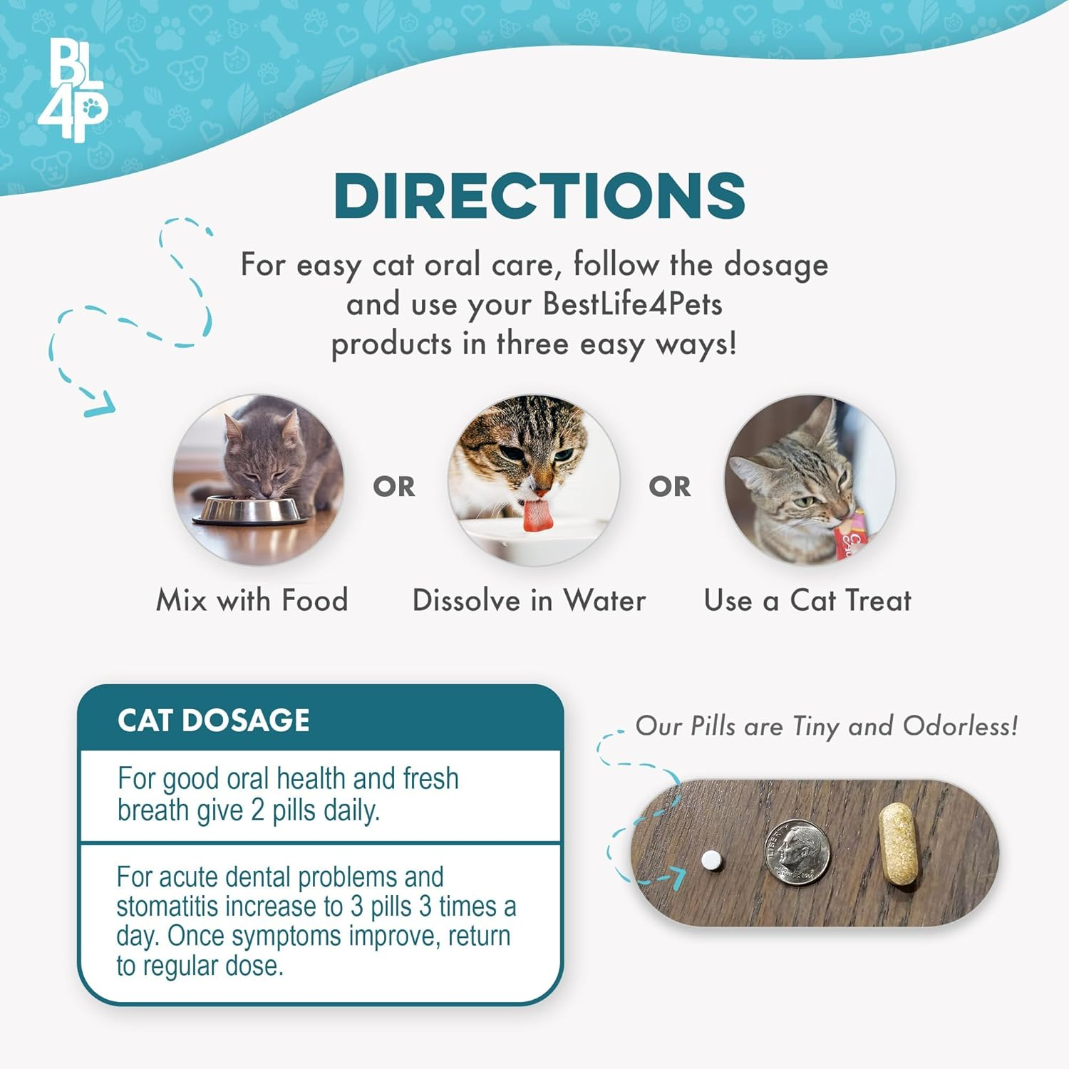 Cat Dental Care & Bad Breath Remedy, Natural Oral Health for Cats Teeth, Mouth, Gums, Daily Cat Breath Freshener, Plaque and Tartar Control Help Gingivitis and Stomatitis, Easy to Use 400 Tiny Pills image number 2