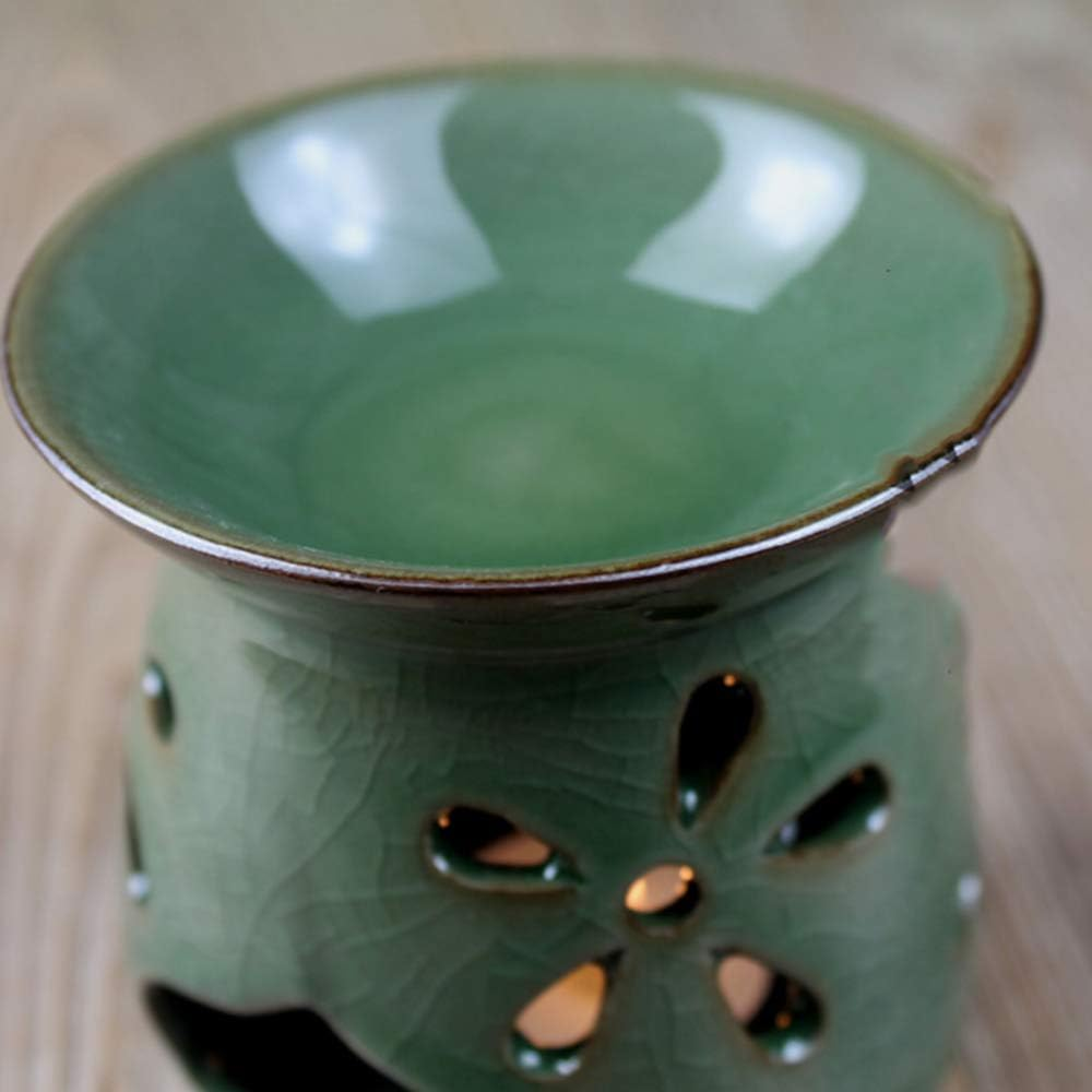 Scented Candle Fragrance Melter Tea Light Holder,Ceramic Oil Lamps Tea Light Holder, Aromatherapy Essential Oil Burner, Wax Warmer Great Decoration for Home Decor, Living Room, Balcony image number 2