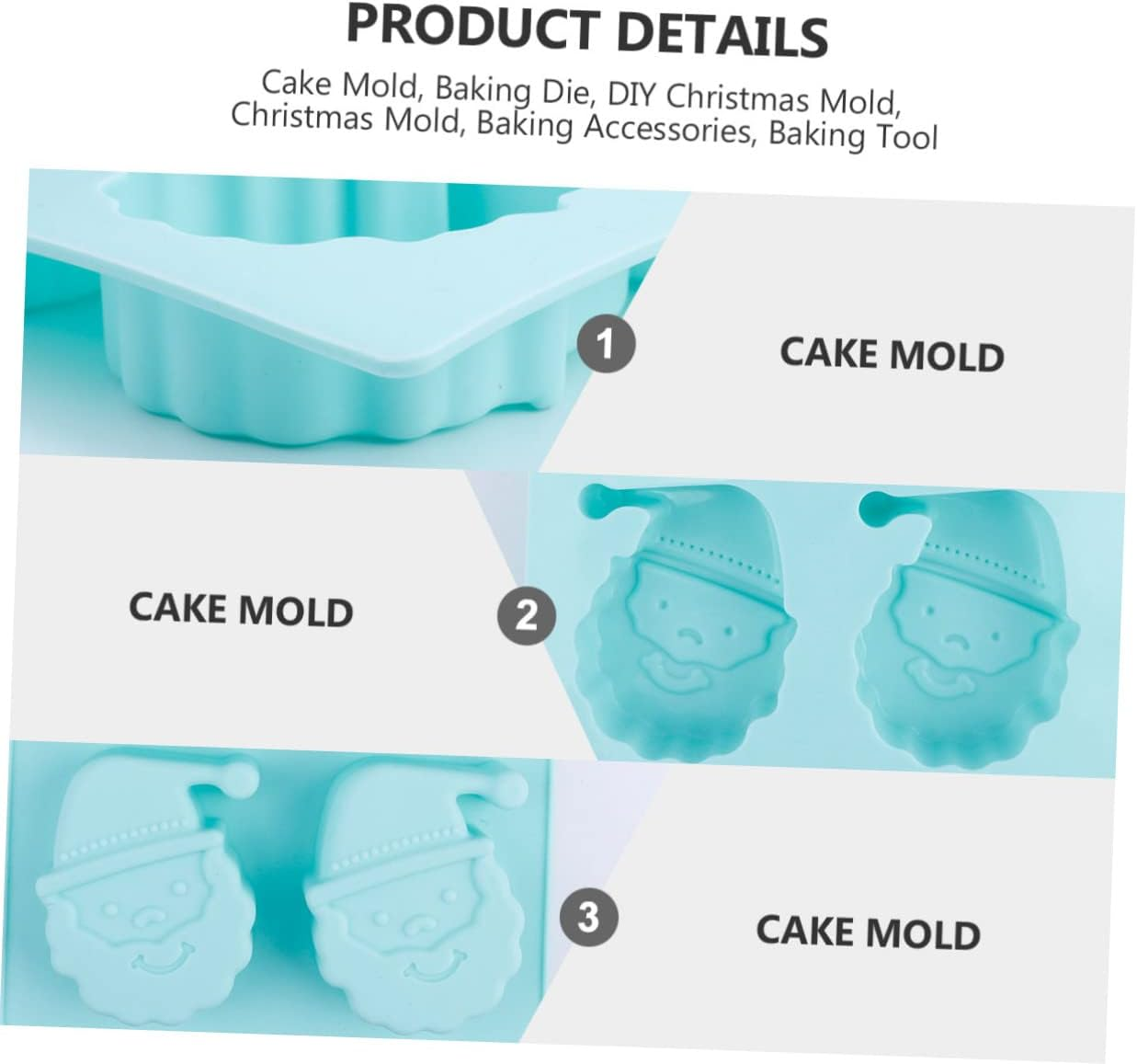 Amosfun 6Grids Christmas Cake Mold Silicone DIY Baking Mold for Christmas Biscuits and Cakes for Treats and Holiday Baking Snowman and Old Man Designs image number 6