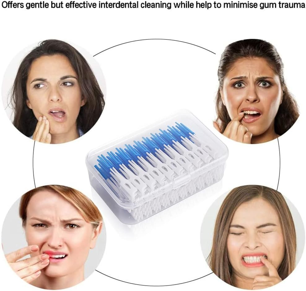 160 Pieces Dual-Use Interdental Brushes, Silicone Tooth Floss Picks Dental Picks Interdental Brush Toothpick Dental Brushes Teeth Brush Picks for Braces Oral Cleaning image number 3
