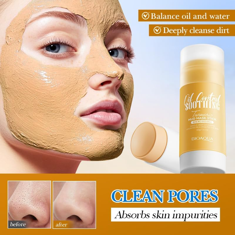 Oil Control Soothing Turmeric Mud Mask Stick, 40G, Renews Radiance image number 5