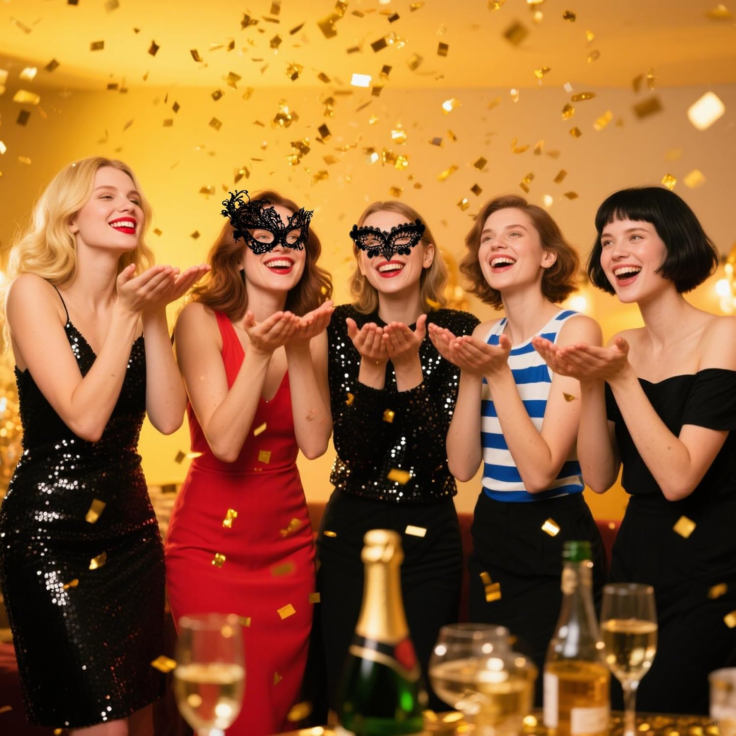 4-Piece Lace Masquerade Mask Set &ndash; One-Second Transformation Party Essential: Halloween Mask, Cat Mask, Masquerade Masks, Black Face Mask, Masquerade Mask Women. image number 6