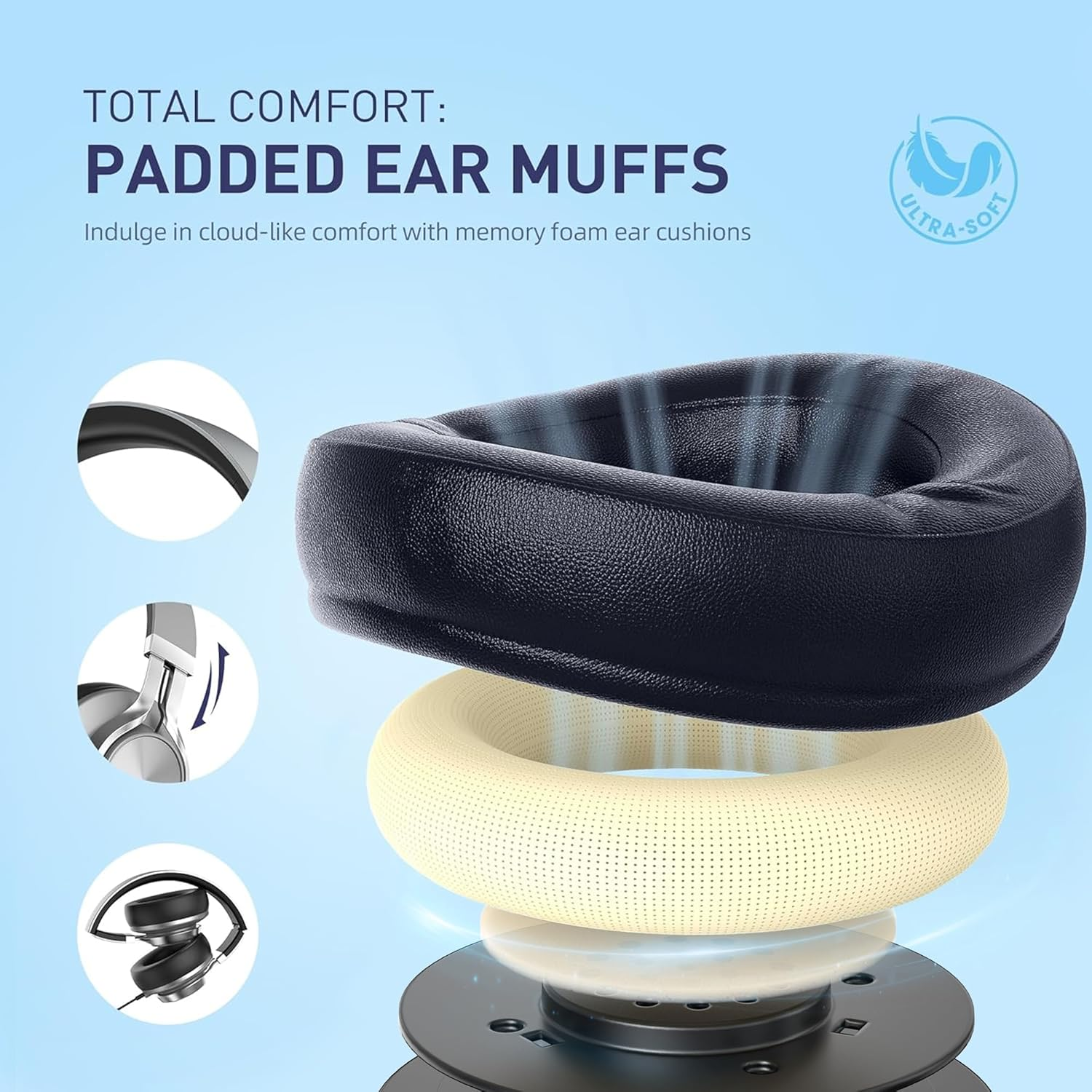 AILIHEN Headphones Wired with Microphone & Volume Control, Over-Ear Foldable Noise Isolation Headsets 3.5Mm for Teens Adult (Grey), A-C9024 - Grey image number 6