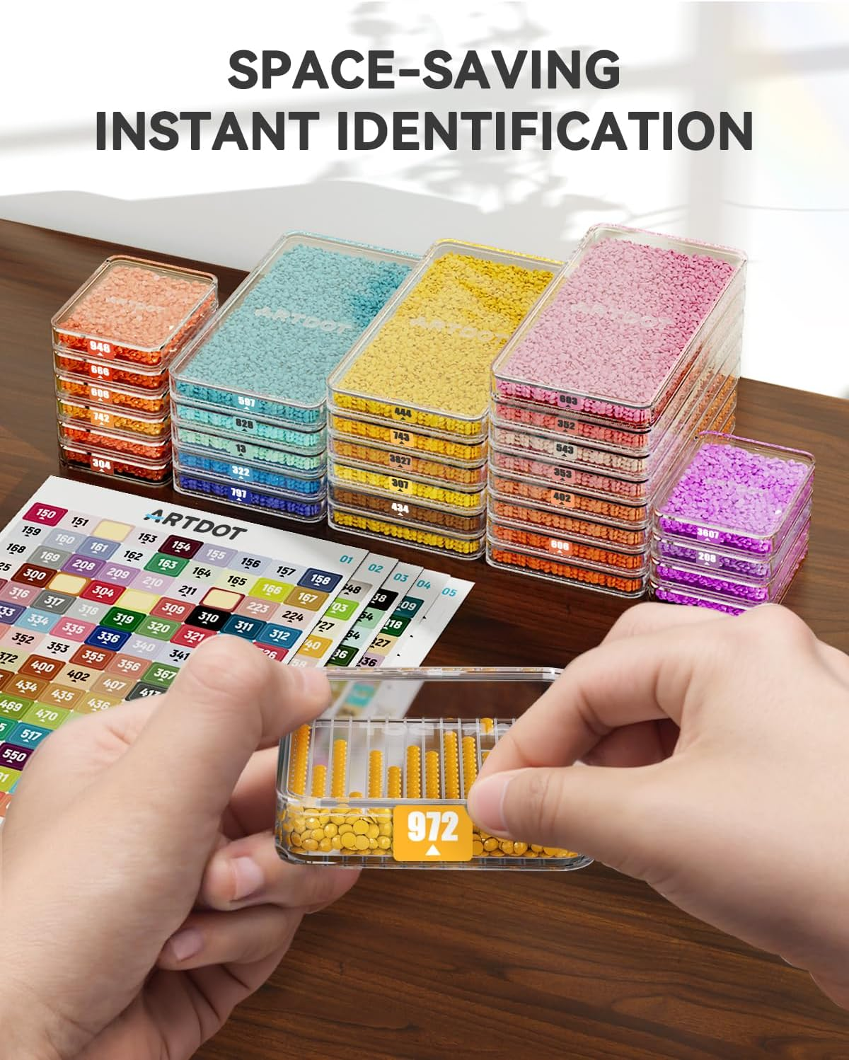 ARTDOT 15-Piece Diamond Art Storage Trays Kits for Adults with Lids, 2-In-1 Stackable Diamond Painting Accessories and Tools image number 6