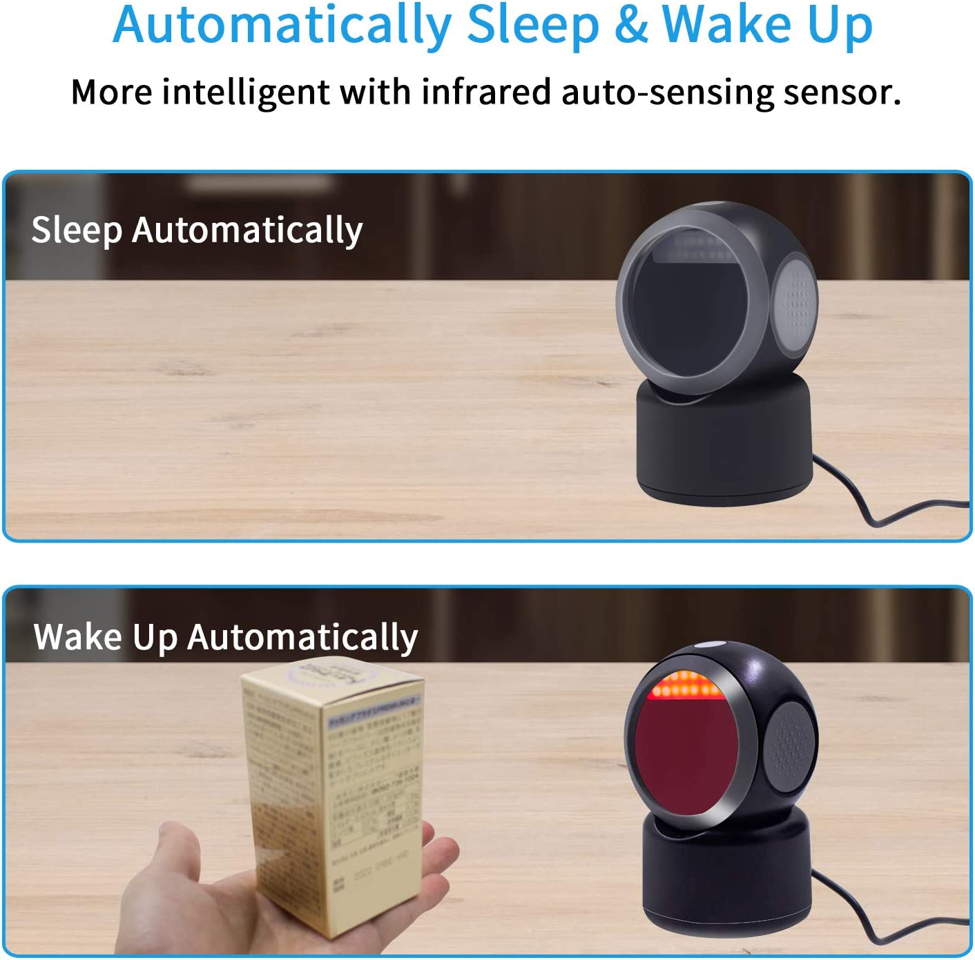 Symcode 1D 2D QR Desktop Barcode Scanner, Omnidirectional Hands-Free Automatic USB Barcode Reader Scanner, Capture Barcodes from Mobile Phone Screen, Automatic Image Sensing Barcode Scanner image number 4
