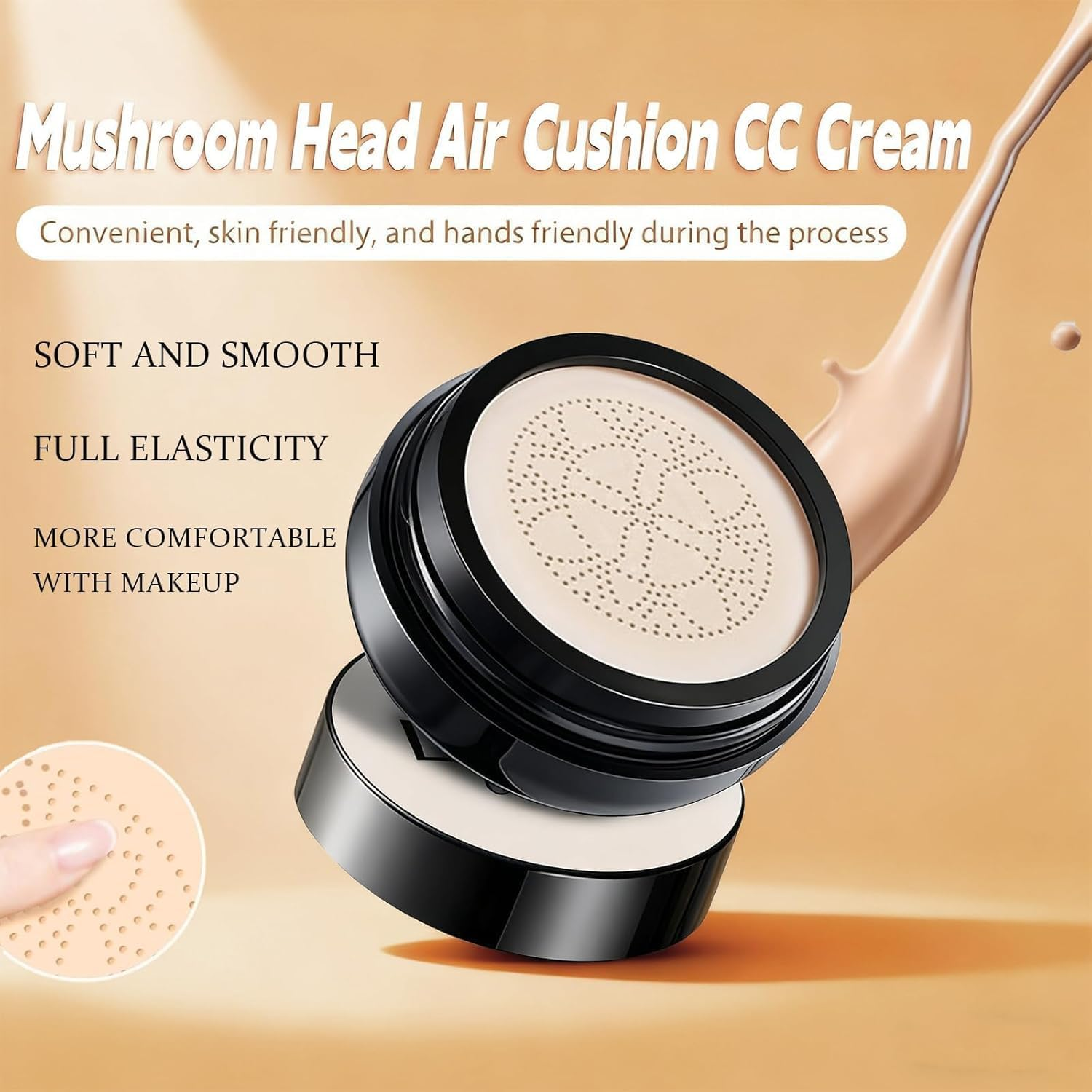 Luvie Glow Foundation Cushion, 2026 Upgrade Mushroom Head Air Cushion CC Cream, Moisturizing Concealer Brighten Long-Lasting for All Skin Types (Brunet Brown) - Warm image number 4