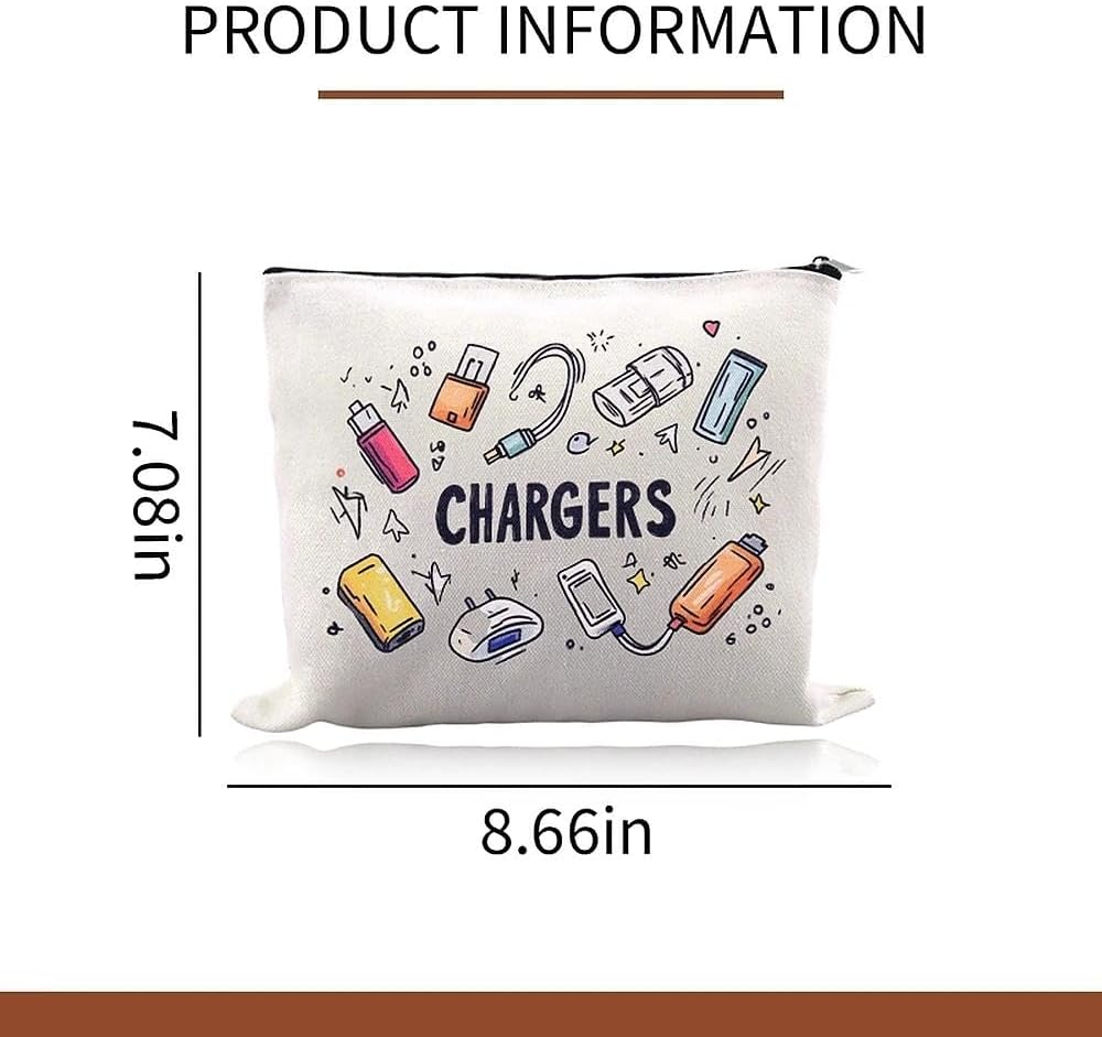 Chargers Organizer Bag for Women Men Portable Charger Cable Storage Bag with Zipper Travel Makeup Cosmetic Pouch Bags Toiletry Kit for Friends Daughter Son Birthday Christmas image number 1