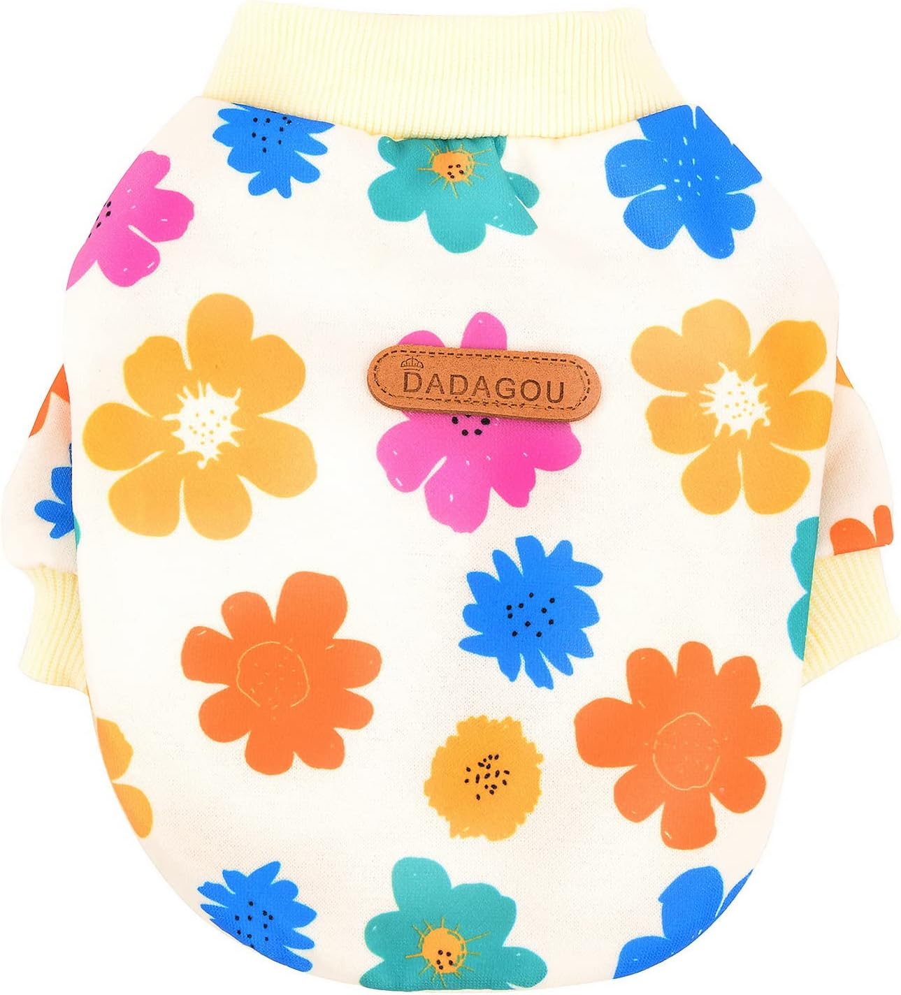 Zunea Dog Sweaters Coat for Small Dogs Winter Pullover Sweatshirt Flowers Printed Puppy Clothes Jumper Soft Warm Pet Jacket Coat Female Apparel Clothing for Chihuahua Yorkie White M image number 3