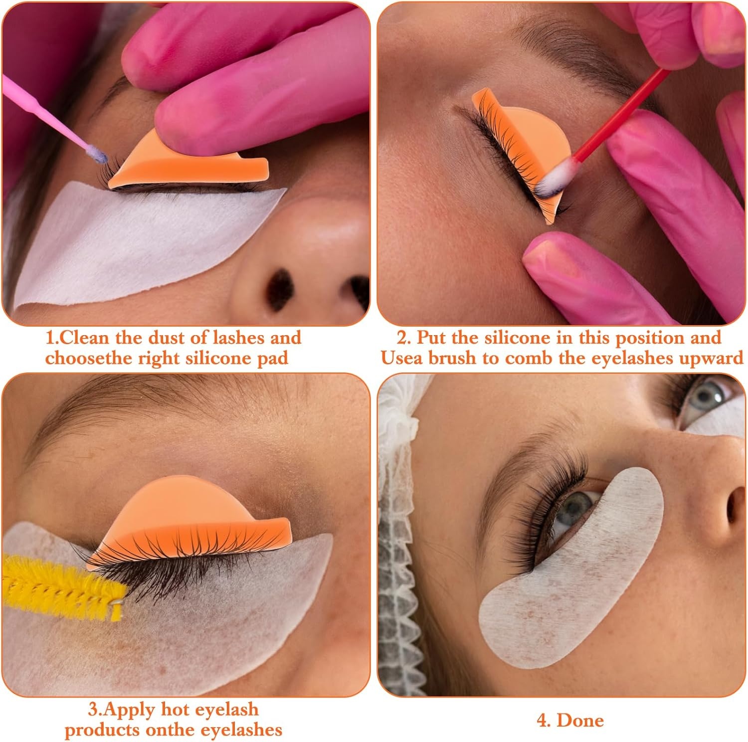 Oruola Pack of 30 Eyelash Lifting Pads, Eyelash Lifting Pads, Self-Adhesive Silicone Lash Lifting Accessories, Perm Pad for Lower Eyelashes with Grooves, Multicoloured Eyelash Lift Bars