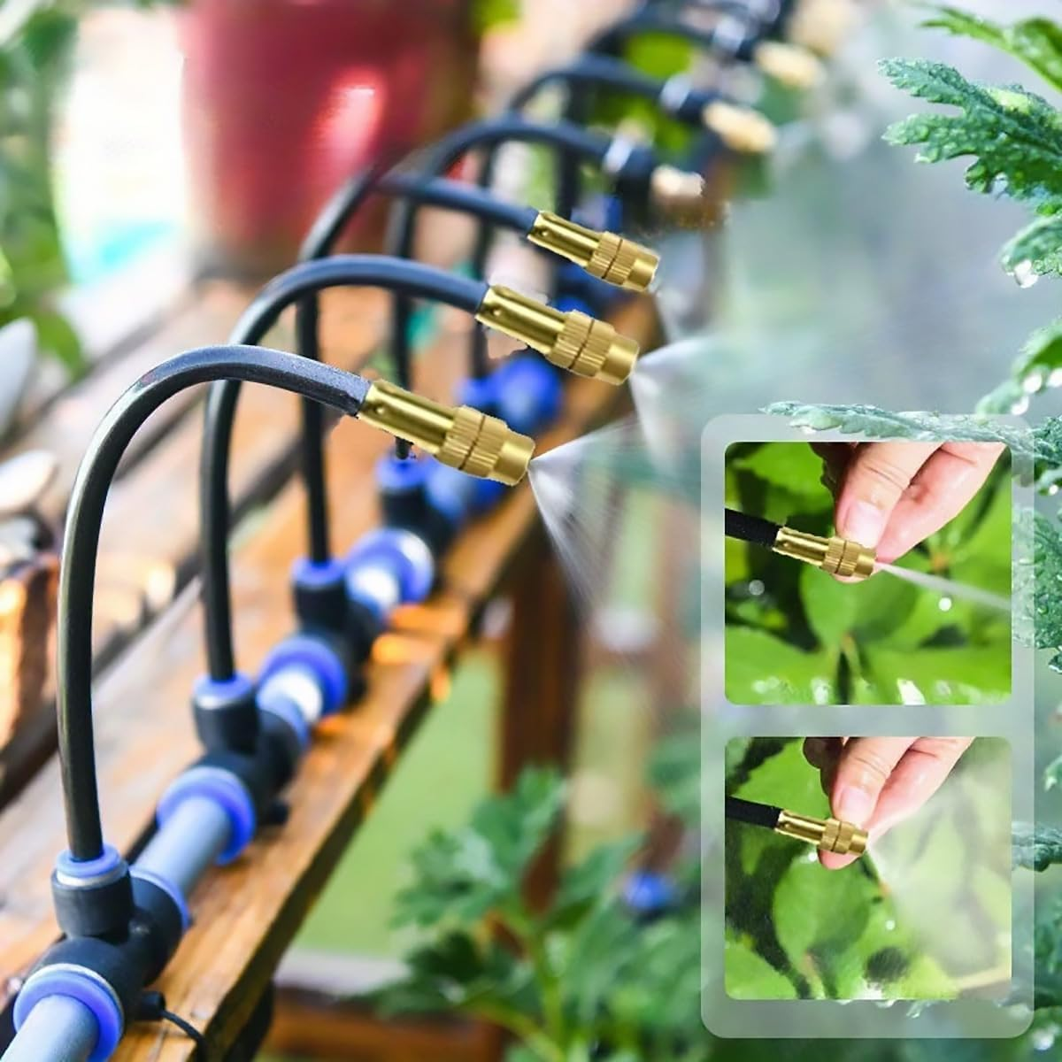 AIMALL Universal Adjustable Copper Nozzle Atomization Cooling Humidification Equipment for Irrigation Systems, Garden, and Greenhouse - 6/8/12Mm Size image number 2