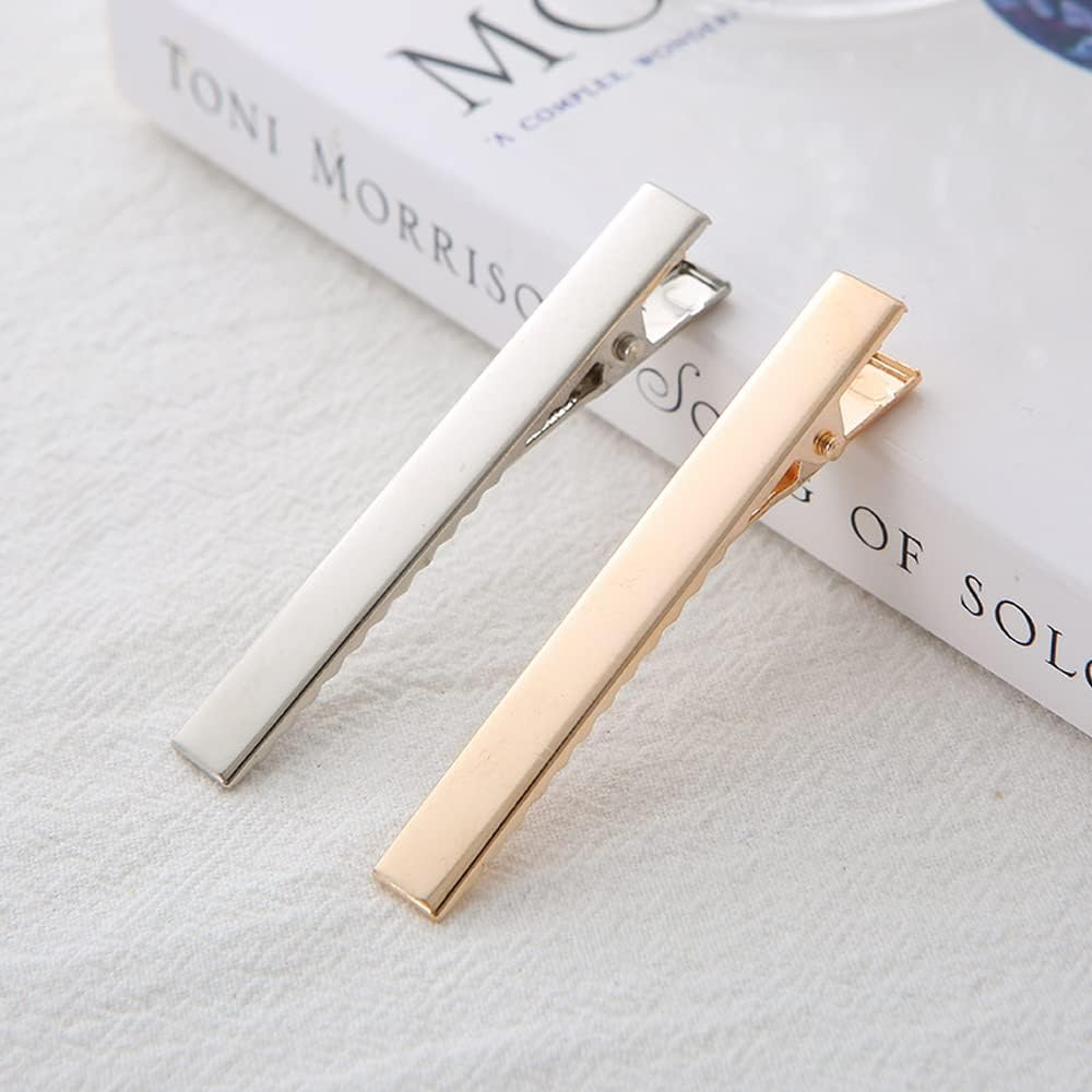 50Pcs DIY Hair Clips Blank Alligator Silver Gold Metal Accessories Kid Women 41Mm Gold image number 5