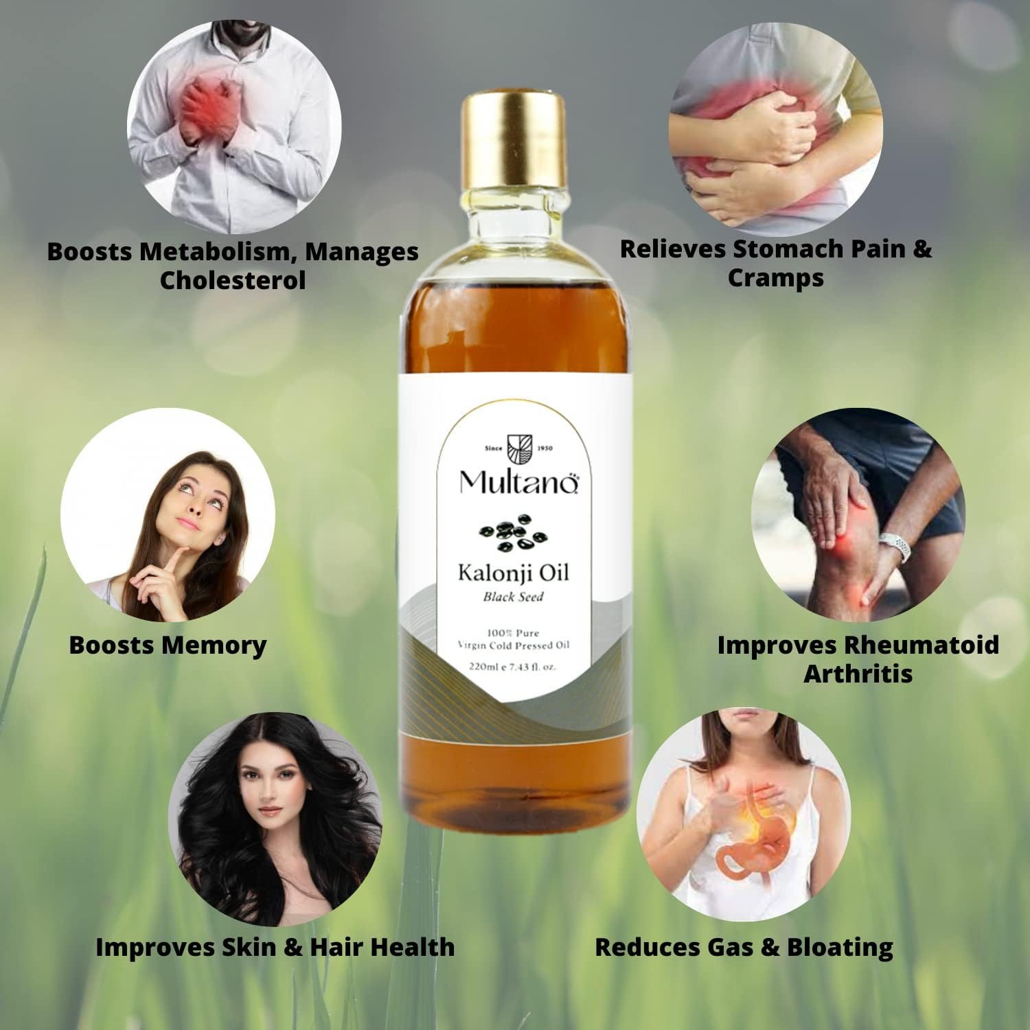 Multano Pro Pure Cold Pressed Kalonji Oil for Hair Growth Virgin Edible Black Seed Oil (Nigella Sativa), Hair Care, Skincare, Direct Consumption 100ML image number 3