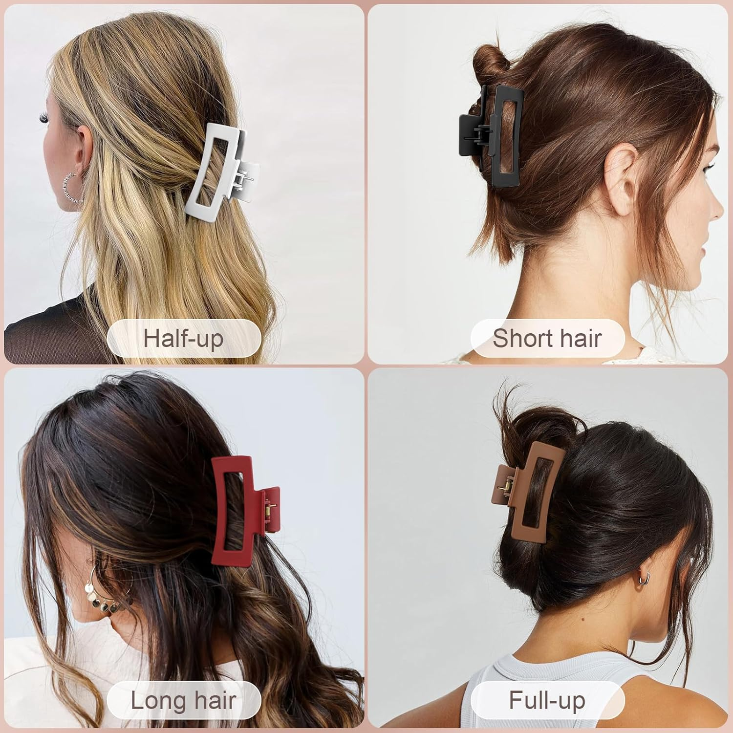 4Pcs Cloud Claw Clips for Women, 4.2 Inch Non-Slip Strong Hold Hair Claws, Unbreakable & Durable Tpee-Silicone Blend, Large Bendable Cozy Hair Clip for Thin/Thick/Curly Hair, All-Day Comfort - Mutil-Color10: Red, Espresso, Lavender, Pink image number 5