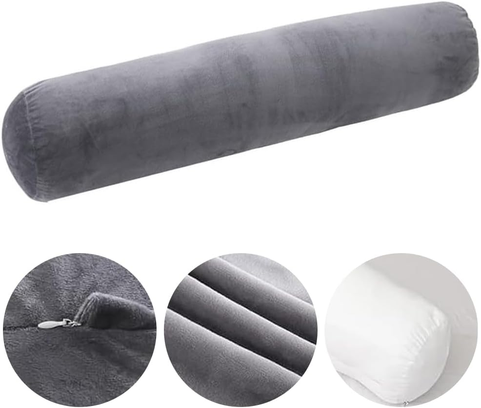 Long round Body Pillow for Adults, Memory Foam Bolster Pillow with Removable Velvet Cover, Roll Pillow for Back, Neck, Leg, Cervical Relief for Hugging Sleeping, 47&rdquo; X 7.87&rdquo; image number 4
