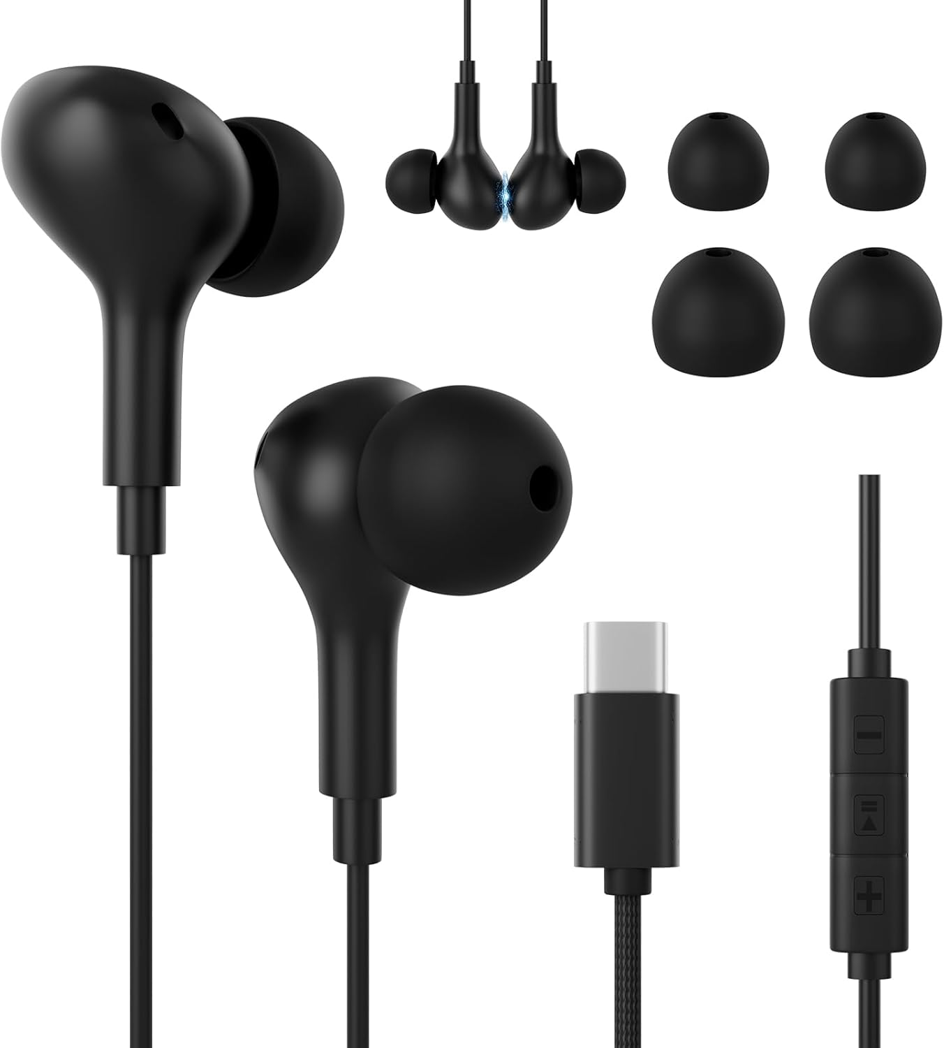 USB C Headphones for Samsung Galaxy S25 S24 S23 S22 Ultra A55 A56 A54 A36 A35 A34 A26 A16, Earpods USB C with Microphone for Iphone 16 15 Pro Ipad 5 6 Pro Mini Macbook Air Google Pixel 9 8 7