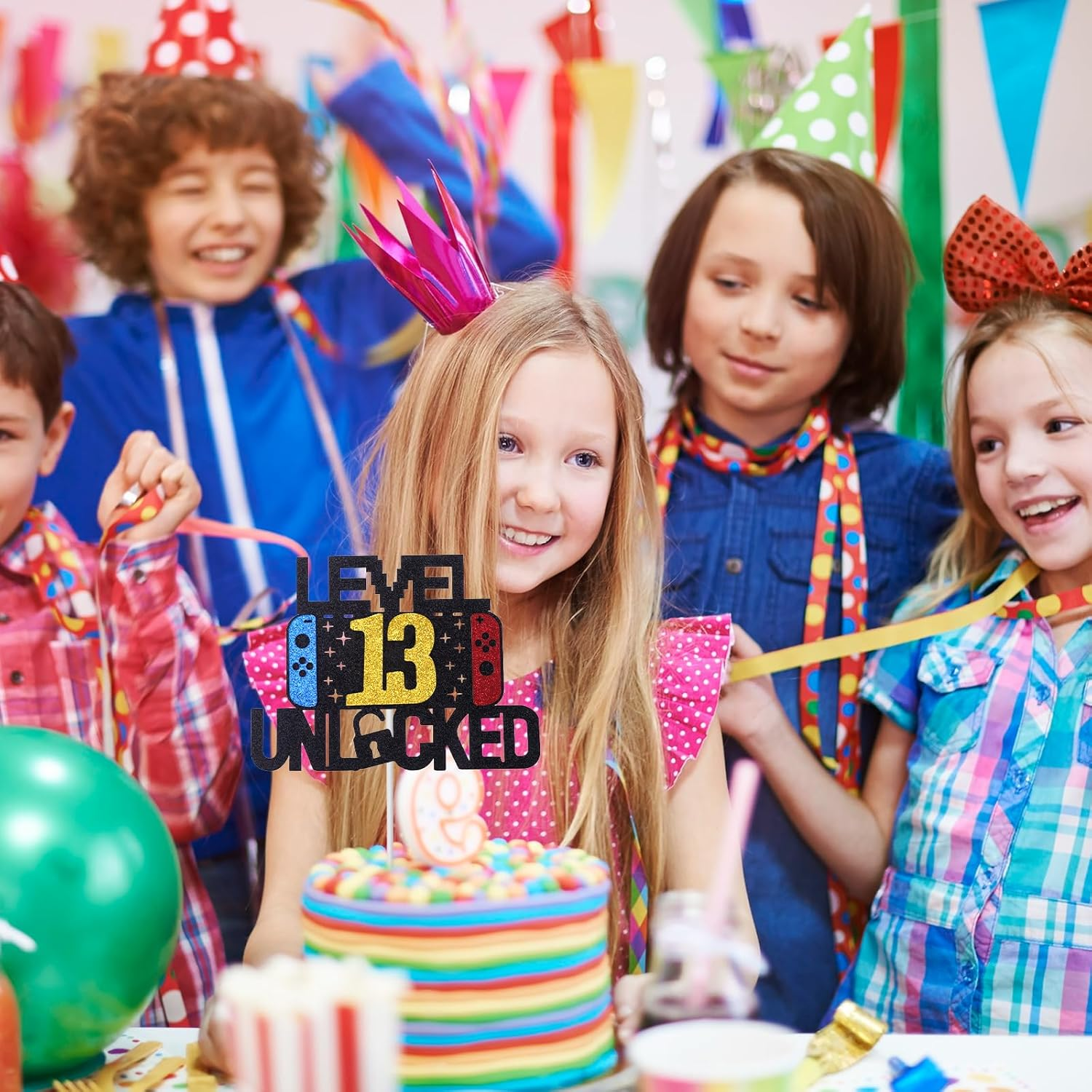 13Th Birthday Cake Topper Gaming Cake Topper Personalized Happy Birthday Cake Topper Decoration Birthday Game Party Supplies for Kids Boys - 11Th image number 7