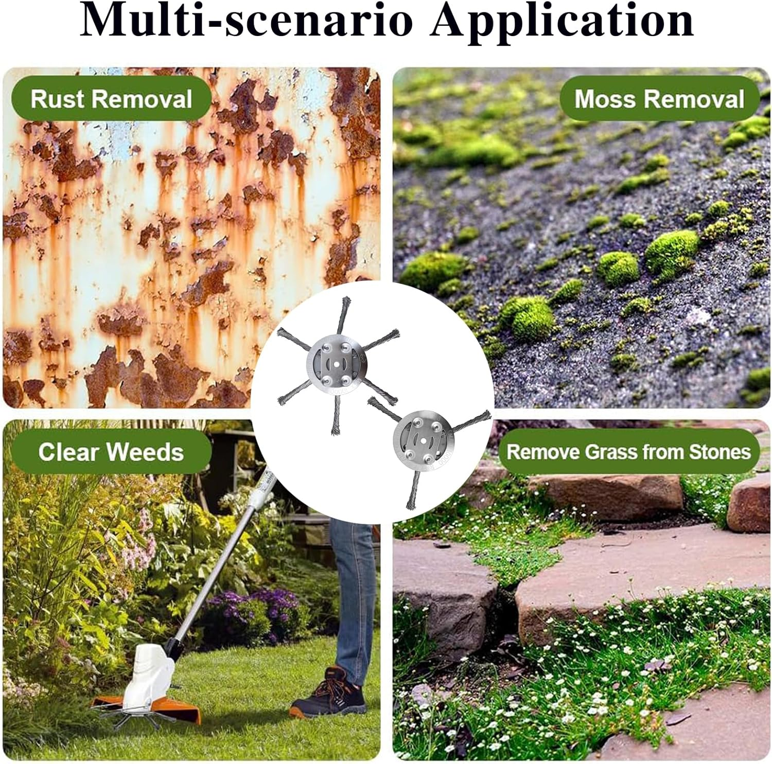 Steel Wire Trimmer Head,5.5Mm Bore Dia. Fit for 5Mm Shaft Only,15 Cm Diameter, 3-6 Blade Options, Heavy-Duty Weed Brush Cutter,Easy to Install and Replacement image number 3