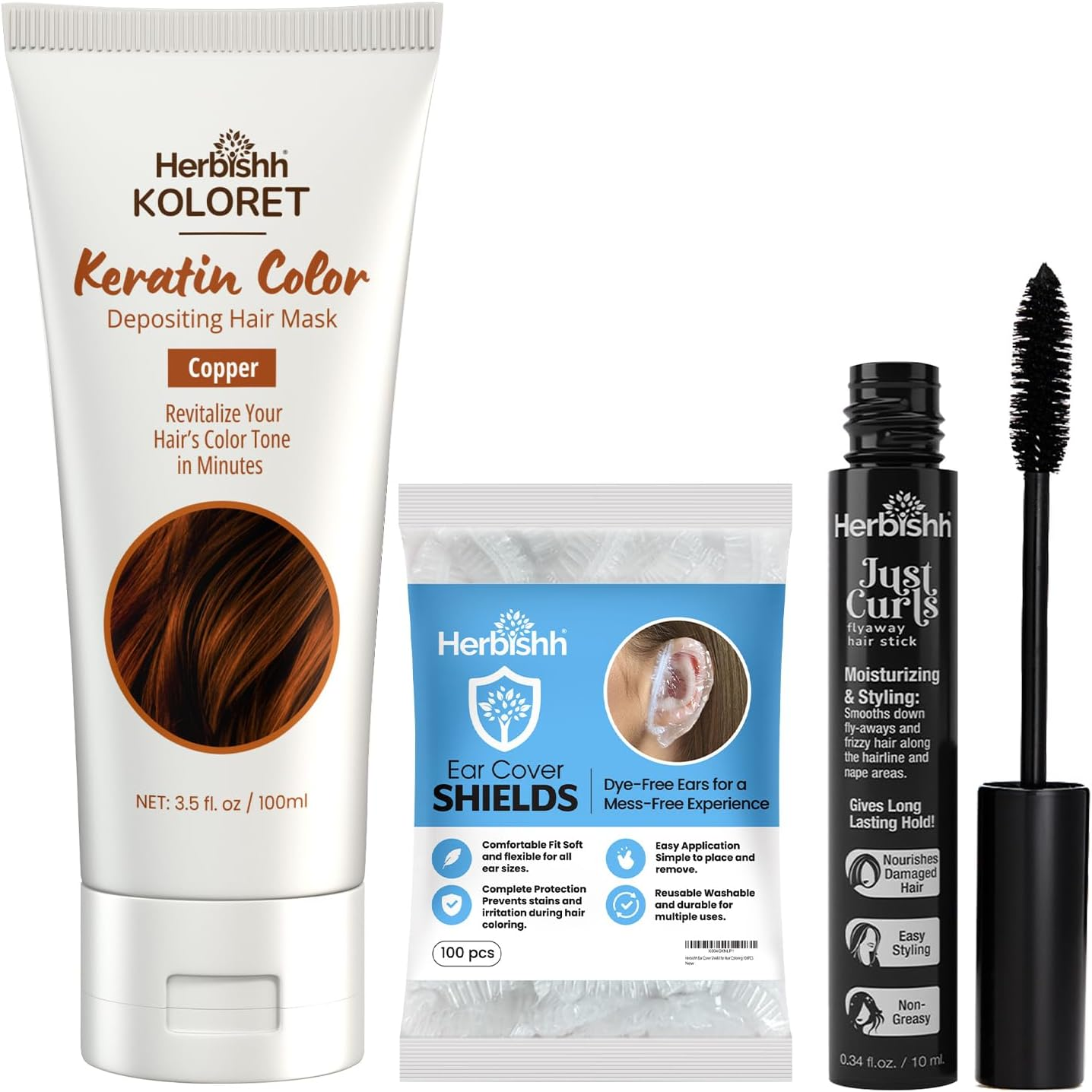HCOL Keratin Hair Mask Copper + Ear Covers (100 Pack) + Flyaway Hair Stick | Hydration Kit image number 5