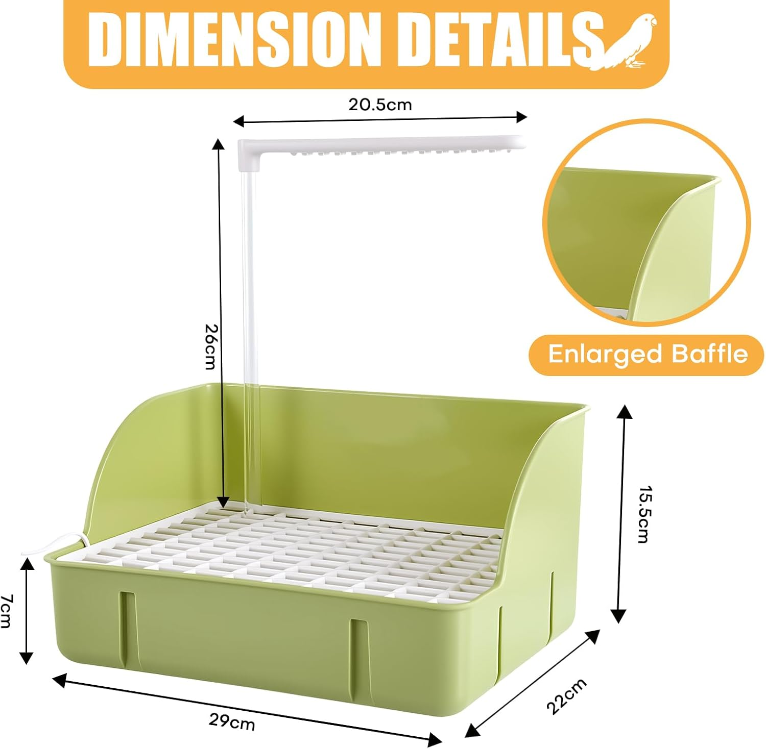 Umisu Bird Bathhouse Bathtub Automatic Bird Bath with Pump, Bird Bath Bath Bird Shower Accessories for Parakeets Birds Parrot (Green, L) image number 2