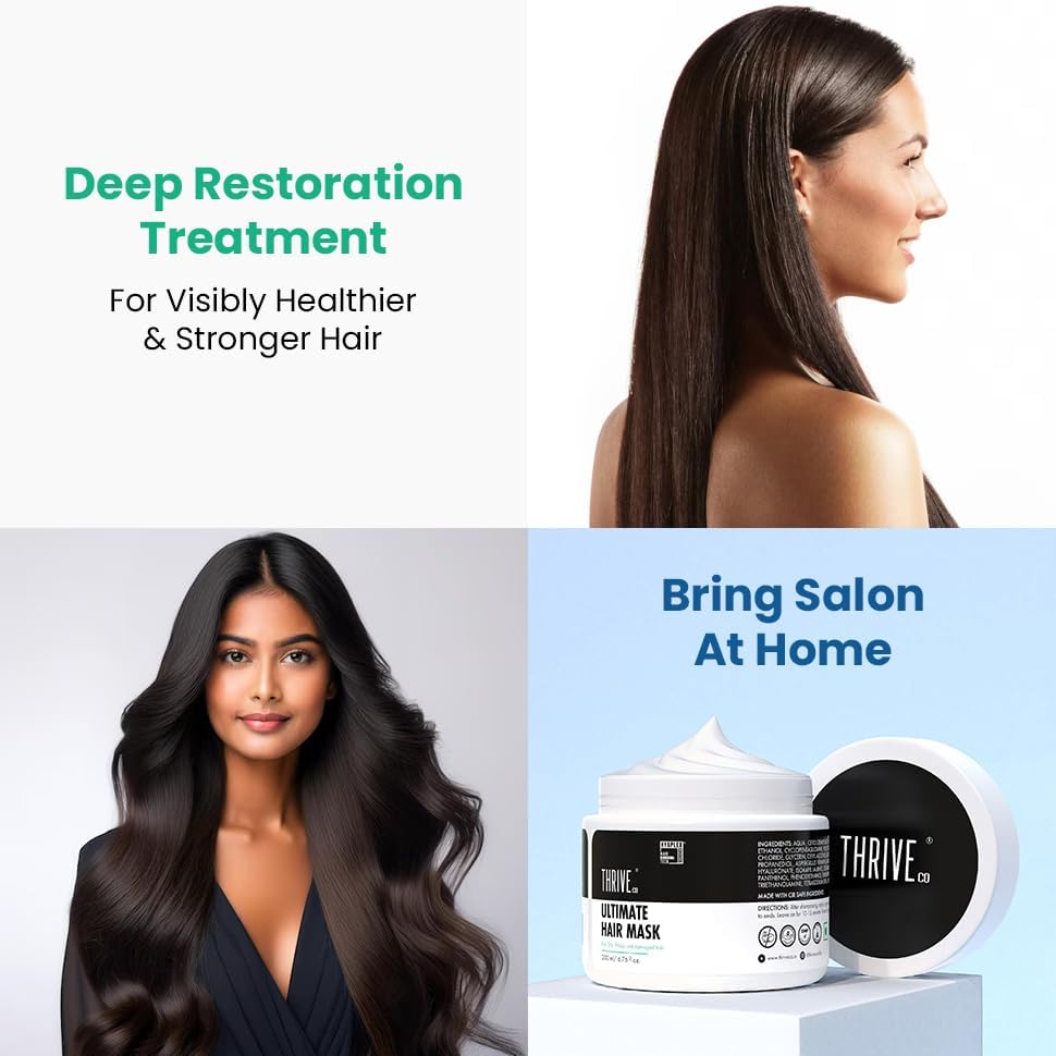 Thriveco Ultimate Hair Mask with Hyaplex&trade;| for Dry, Lifeless, Frizzy, and Damaged Hair | Smooths Frizz, Repairs Damage, Hydrates & Strengthens Hair | 200 Ml image number 5