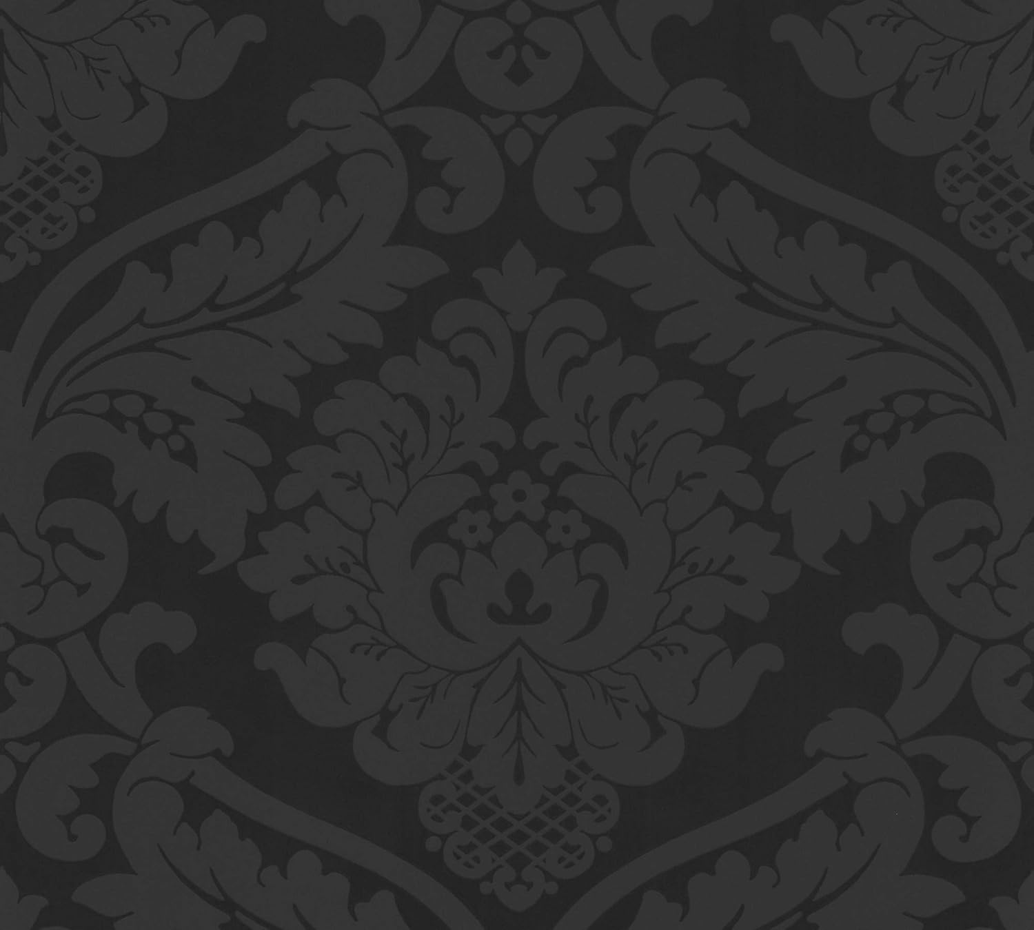 Livingwalls 552631 Classic Vintage Baroque Wallpaper in Black with Flock Damask Pattern, 1'8'' X 32'11'' (0.53 X 10.05 M) image number 5