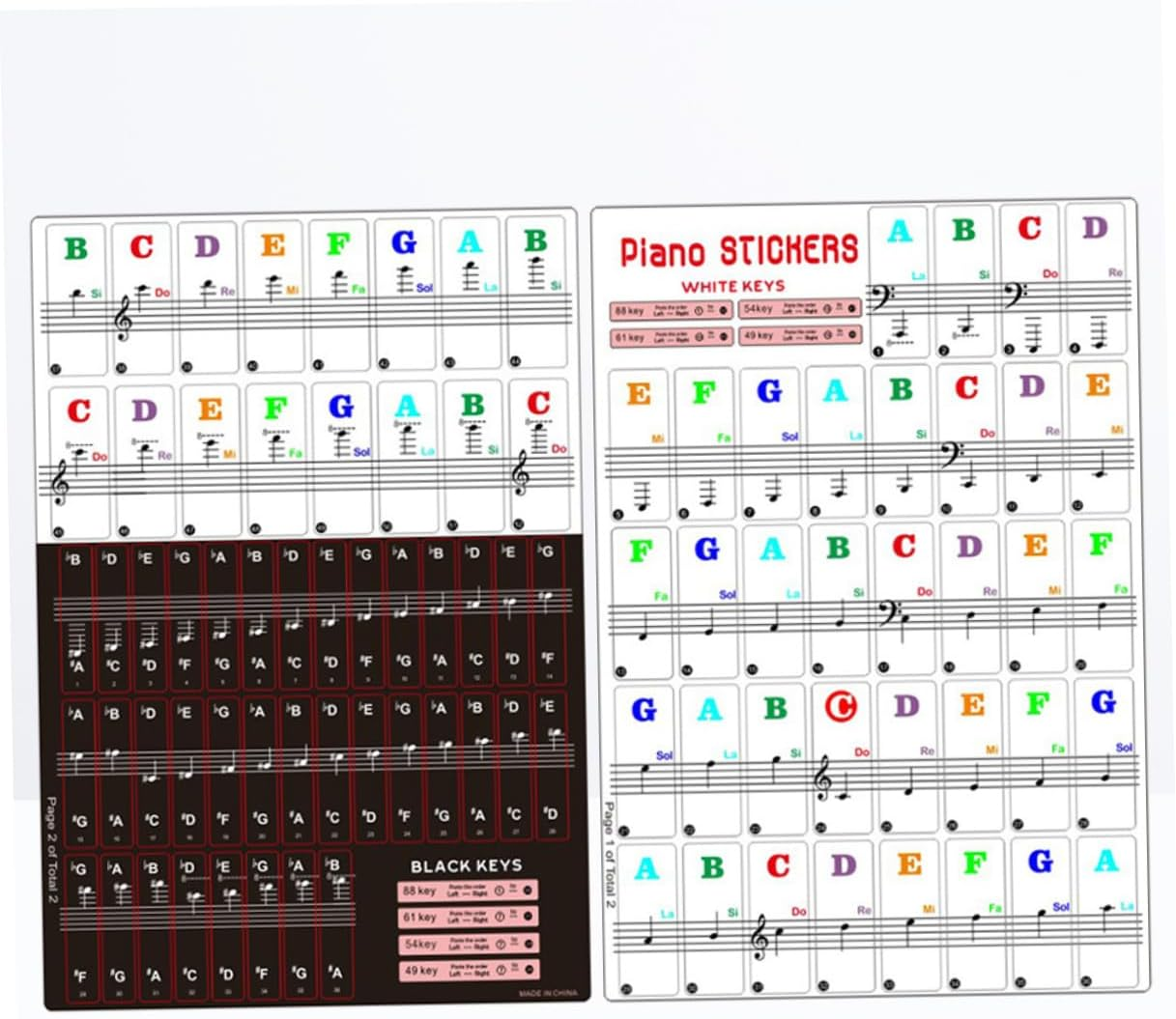 4 Sets Piano Replacement Piano Stickers for Beginners Piano Chord Stickers Electronic Keyboard Sticker Keyboard Letter Stickers Electronic Organ Sticker Hand Roll Staff Child image number 3