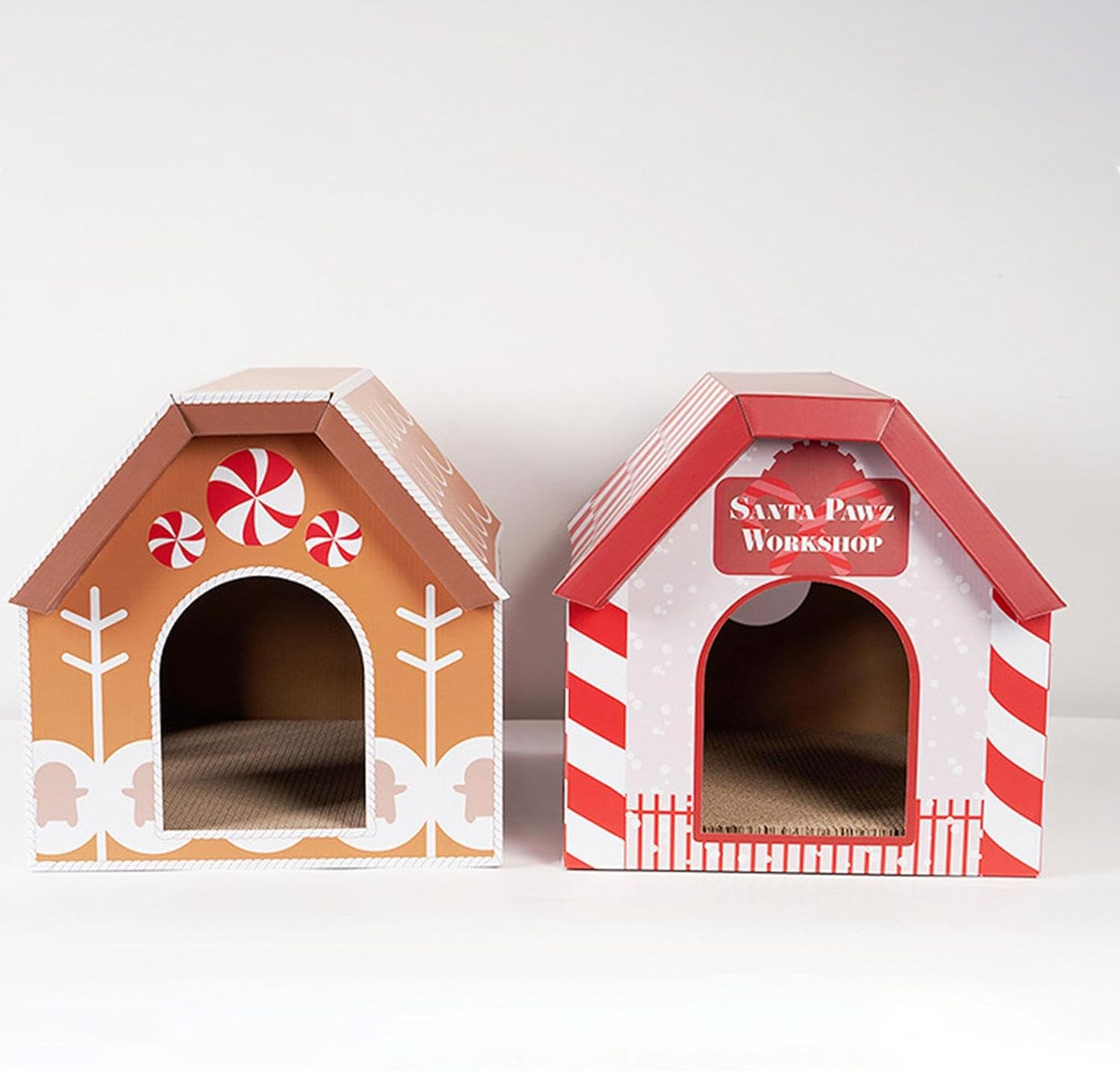 ＫＬＫＣＭＳ Cardboard Cat House Scratcher Holiday Home Decoration for Indoor Cats Scratching Toy Board, Gingerbread image number 2