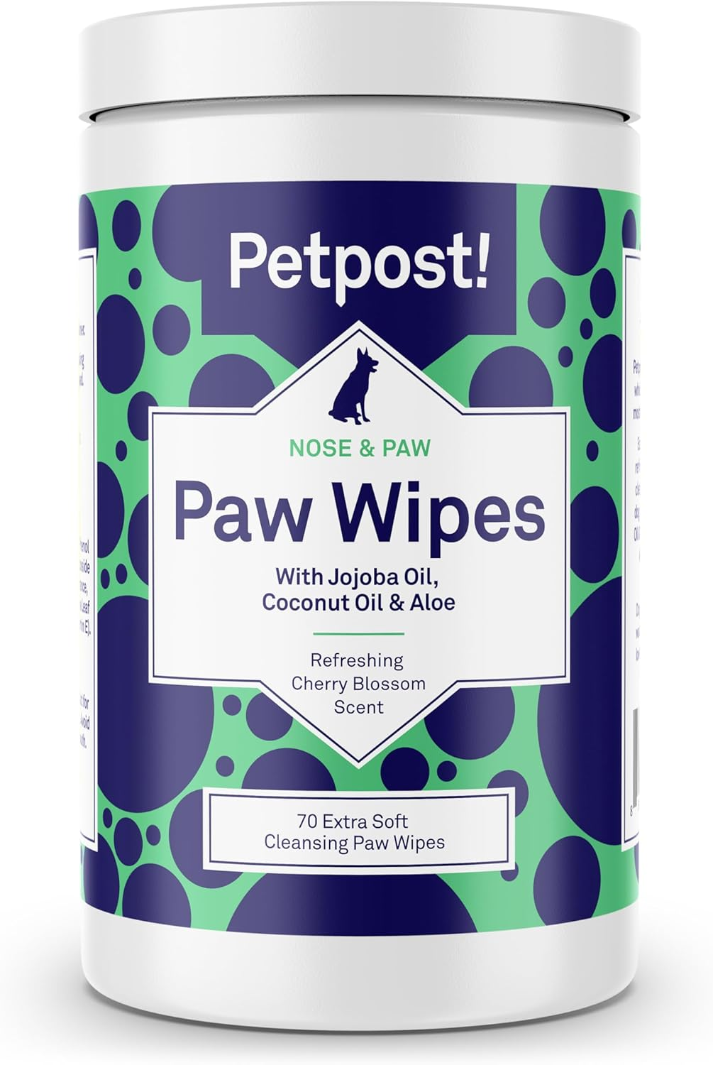 Petpost | Paw Wipes for Dogs - Nourishing, Revitalizing Dog Paw Cleaner with Coconut Oil, Jojoba Oil, and Aloe - Ultra Soft Cotton Pads - Cherry Blossom Scent 70 Ct image number 1