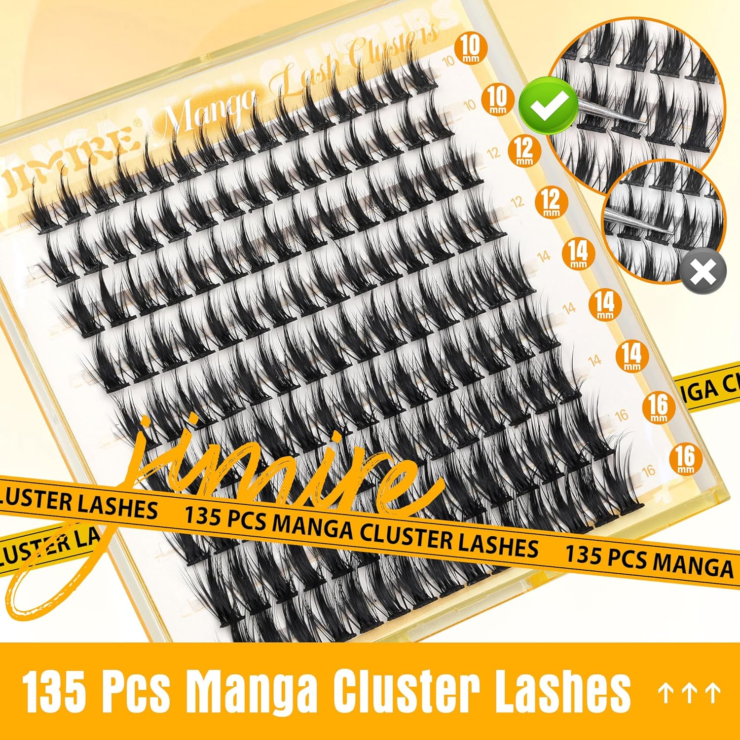JIMIRE Manga Lash Clusters Natural Look Anime Japanese Eyelash Clusters 10-16MM D Curl Cluster Eyelash Extensions Cute Individual Manga Lashes for Cosplay image number 4