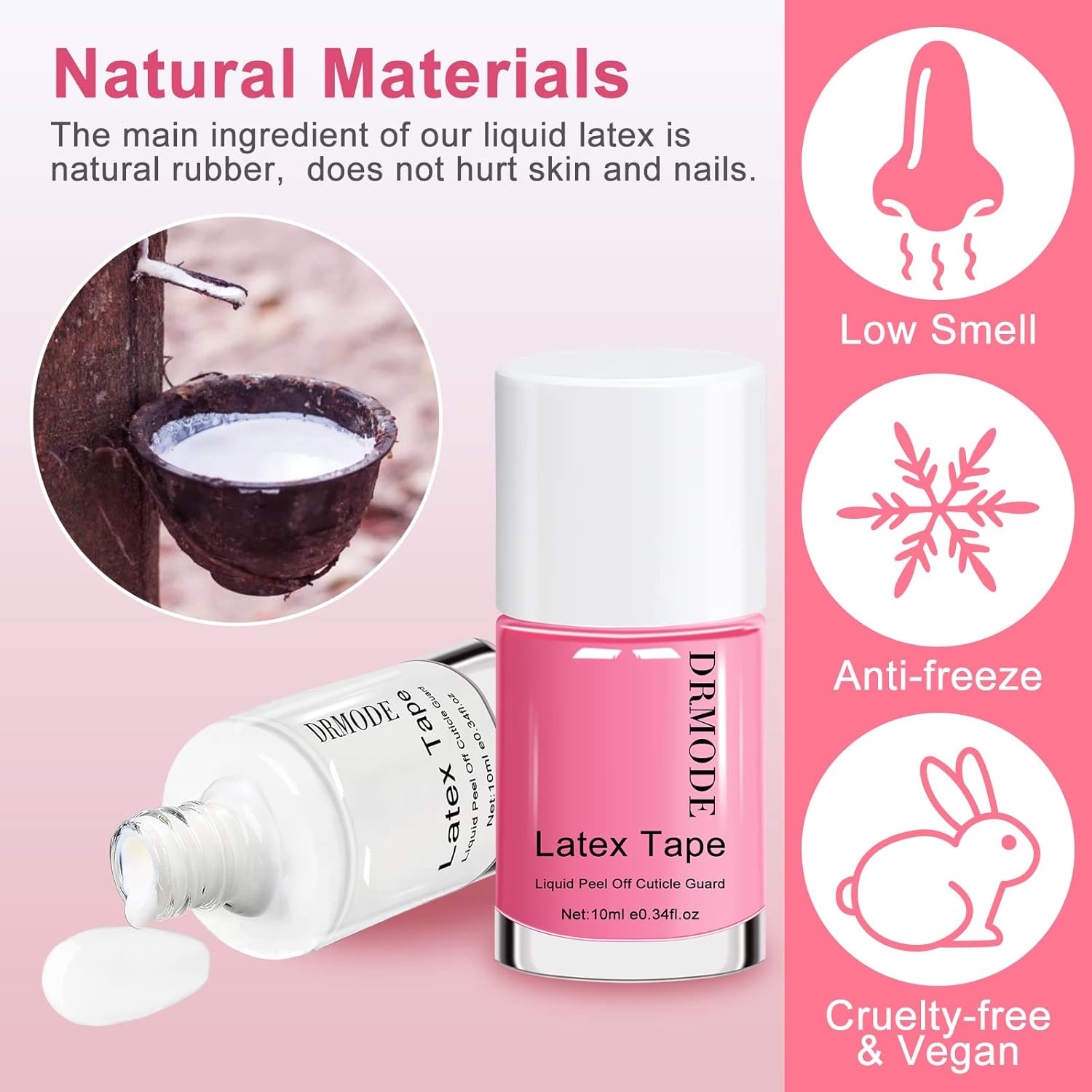 DRMODE Liquid Latex for Nails, Nail Latex Tape Peel off Fast Drying Nail Polish Barrier, Nail Cuticle Guard Protector for Fingers Nail Stamping with Tweezers for Nail Art image number 1
