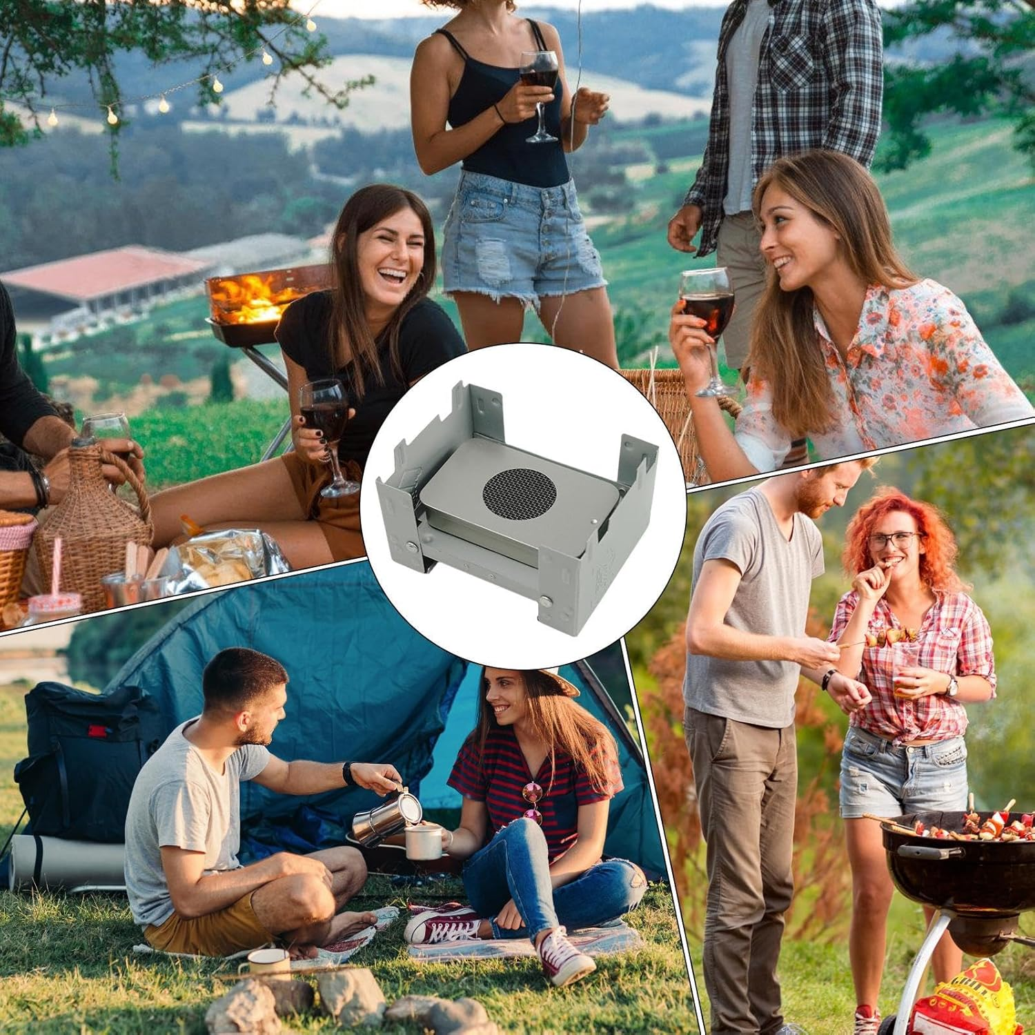 Lightweight Alcohol Camping Stove - Alcohol Burner for Adventure, Retractable Stove | Portable Camping Stove with Pot Holder, Travel Stove for Outdoor Kitchen