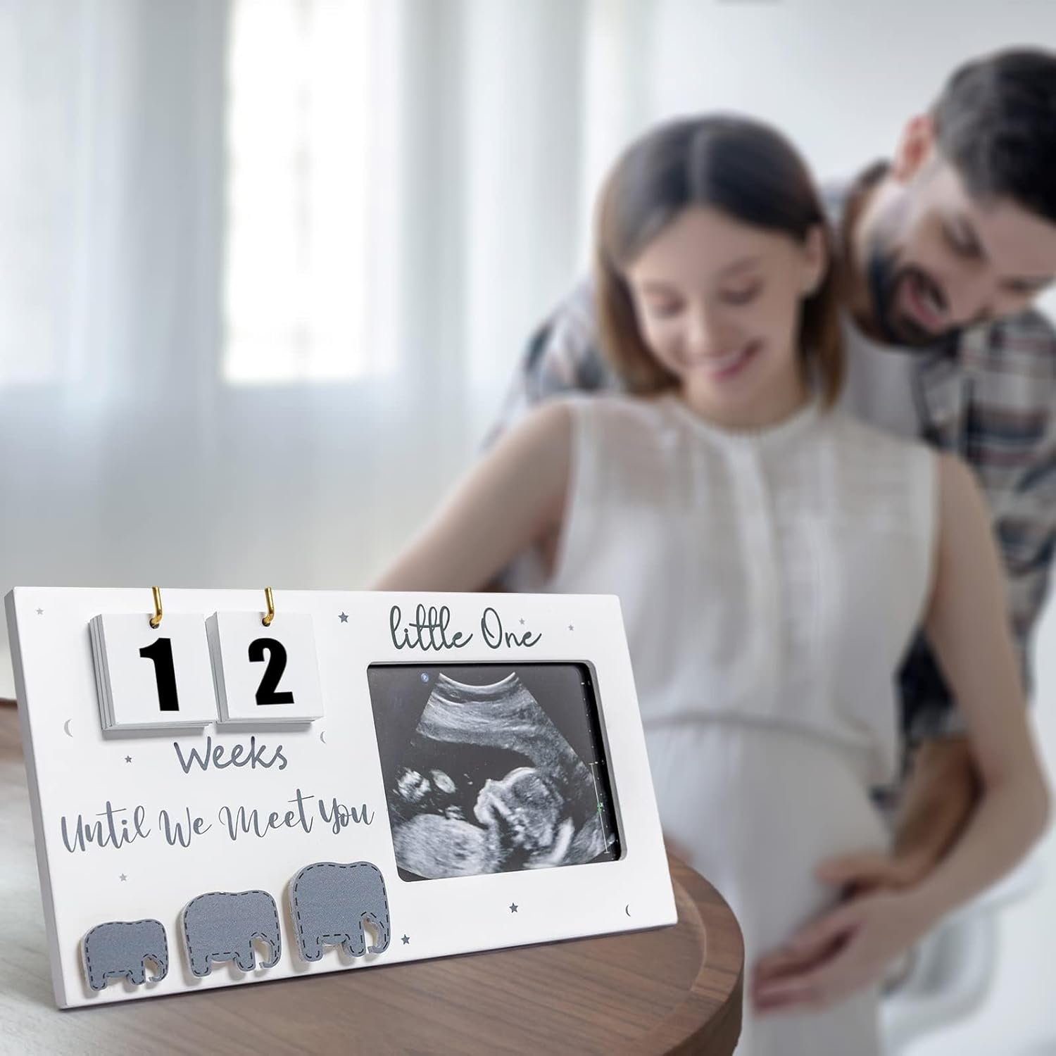 Baby First Scan Photo Frames Pregnancy Announcement Gifts,Baby Sonogram Picture Frame Countdown Weeks,Ultrasound Picture Pregnant Mom Wooden Photo Mum to Be Pregnancy Gifts. image number 4