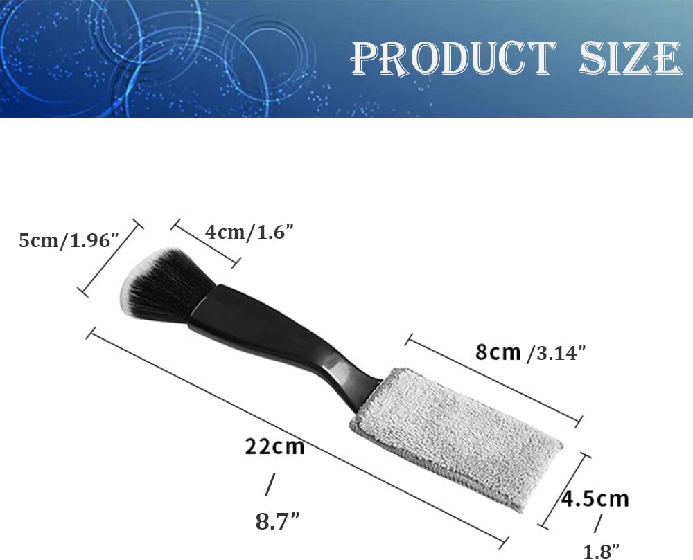 Double Head Brush for Car Cleaning, Detailing Interior and Exterior - Soft Bristles (Black, 1 Pack) image number 5