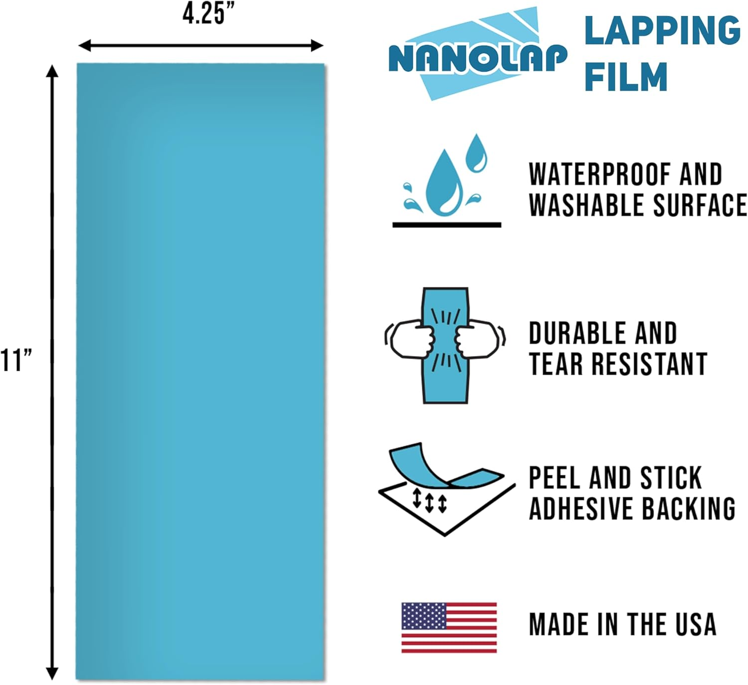 Nanolap PSA Lapping Film, 7 Piece Pressure Sensitive Adhesive Polishing Paper, 4-1/4&rdquo; X 11&rdquo; Microfinishing Fine Sanding Paper, Sanding Film for Scary Sharp Sharpening System, Aluminum Oxide AO image number 2