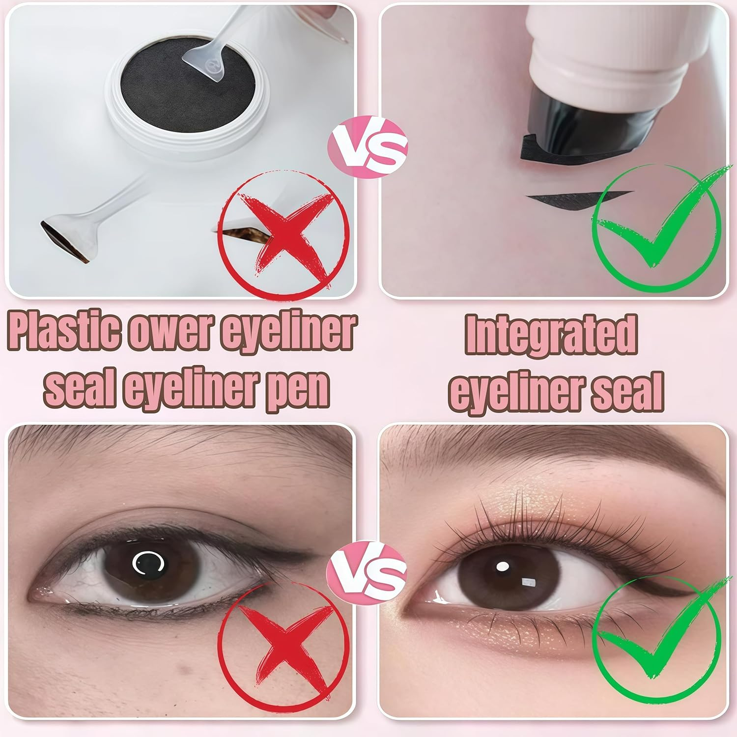 2 Pack Gel Eyeliner Pencil Set with 2025 Foldable Wing Stamp, Waterproof & Smudge-Proof Eyeliner Tool, Easy Winged Liner Pen for Beginners, Long-Lasting Eye Makeup (Black) image number 1