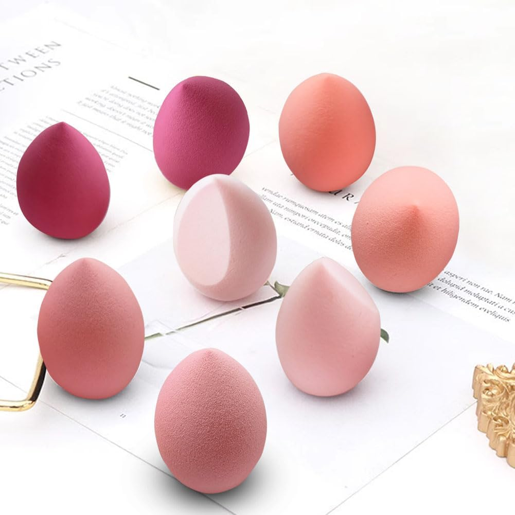 8 PCS Makeup Sponge with Holder Case Set, Makeup Sponges Blender Beauty Sponge Makeup Egg with Gift Box, Latex-Free Dry & Wet Use Foundation Cosmetic Makeup Puff for Powder Cream - Multicolor image number 5
