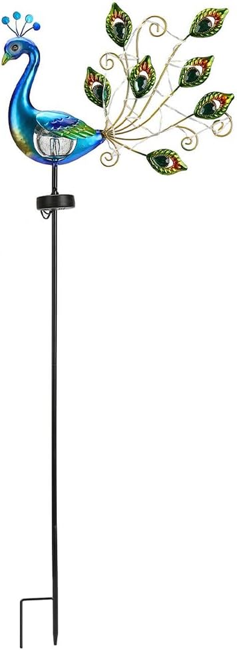 Solar Garden Lights, 3-In-1 Waterproof Solar Lights, with Peacock, Ground-Mounted Lawn Lights, Ambient Lighting, Decorative Lighting, Metal Lamp, Automatic Photosensitivity, for Garden, Yard, Patio image number 1