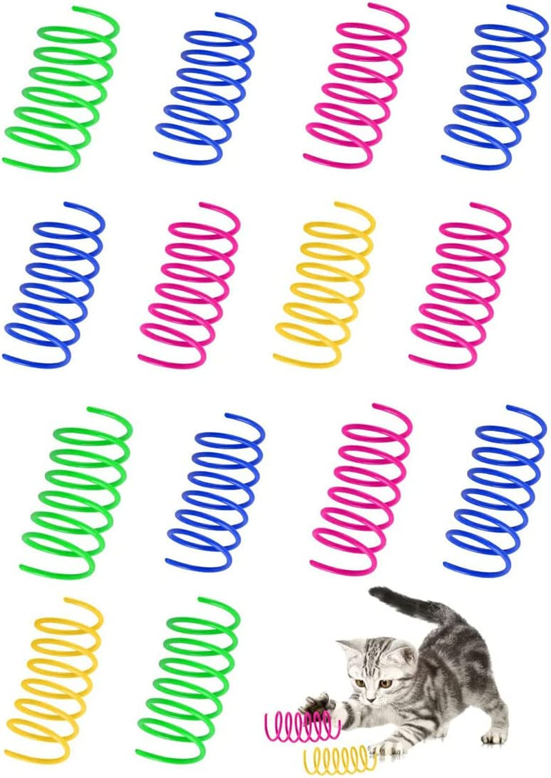 WALFESHOO 16PCS Cat Spiral Spring,Cat Creative Toy to Kill Time and Keep Fit Interactive Cat Toy Durable Heavy Plastic Spring Colorful Springs Cat Toy for Swatting, Biting, Hunting Kitten Toys image number 4