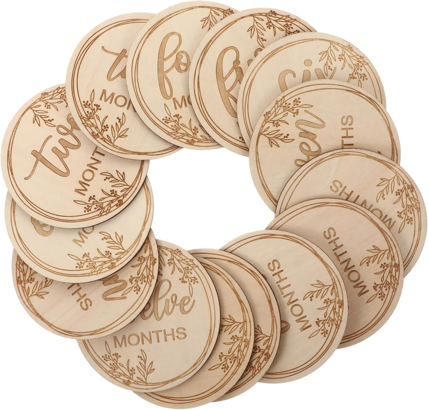 Milisten 1 Set Milestone Cards Wooden Growth Cards for Newborn Photography Creative Birth Announcement Props Chic Design for Unique Growth Album Safe and Reusable image number 1