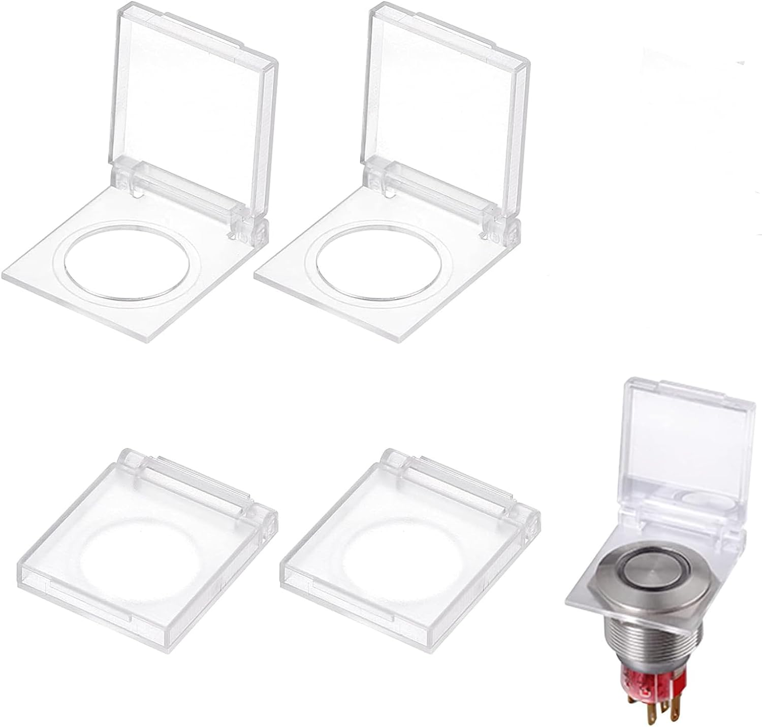 4PCS 19Mm Dustproof Safety Push Button Cap Cover Guard, Plastic Protector Child Proof for Push Button Switch image number 1