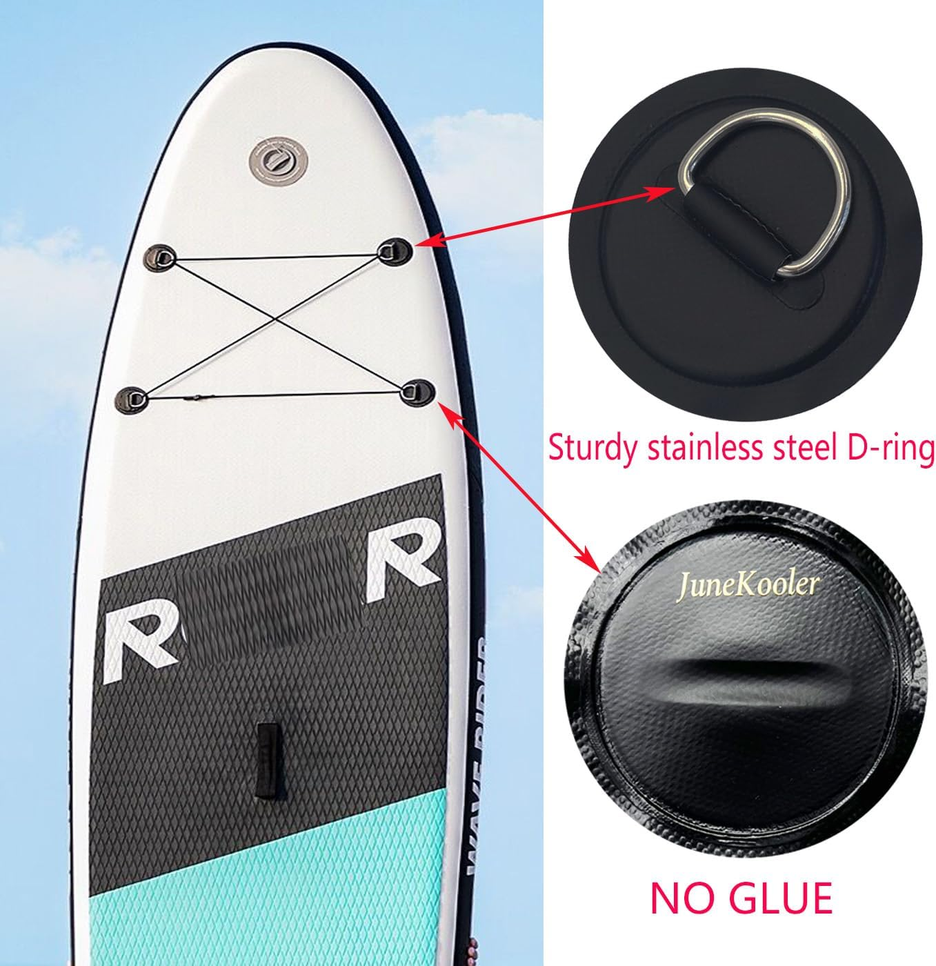 4 Pieces Pad/Patch D Rings for PVC Inflatable Boat Canoe Raft Stainless Steel D-Ring Patch Dinghy Kayak Surfboard Paddle Board image number 5