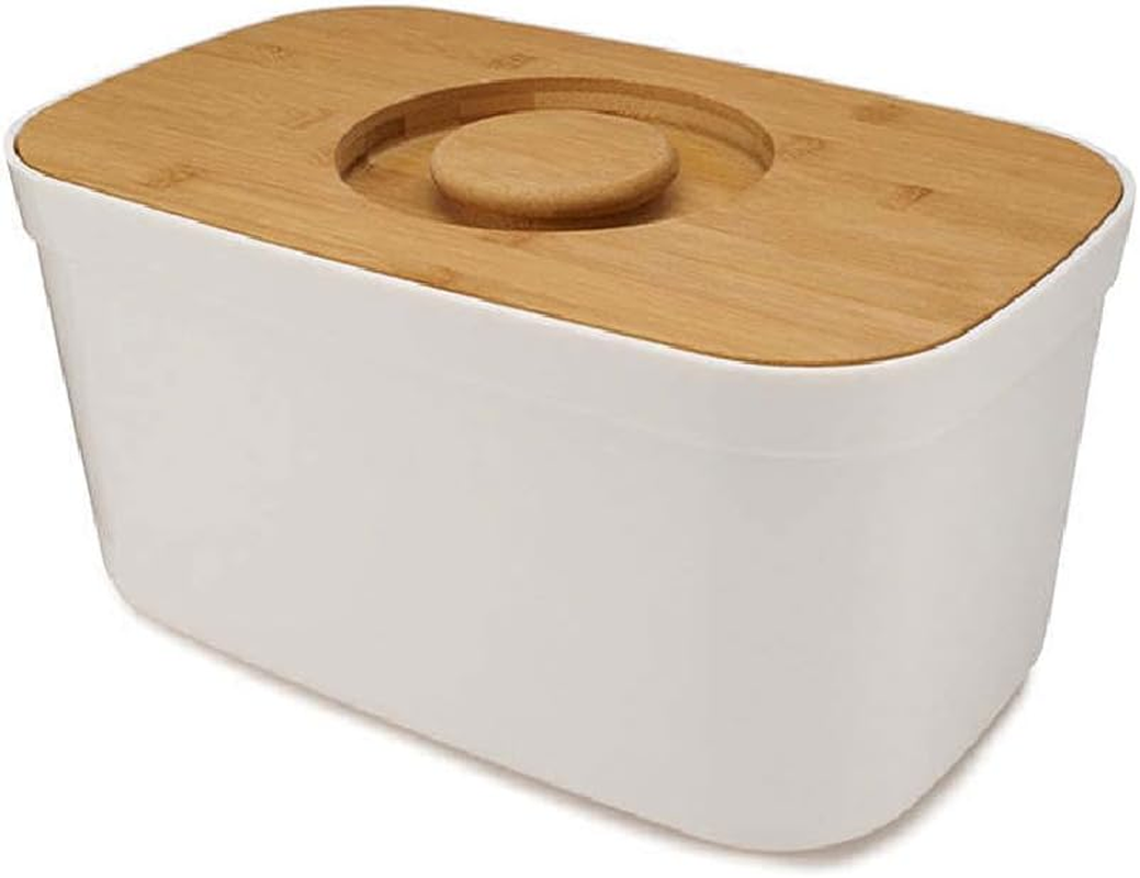 Joseph Joseph Bread Bin with Bamboo Cutting Board Lid - White