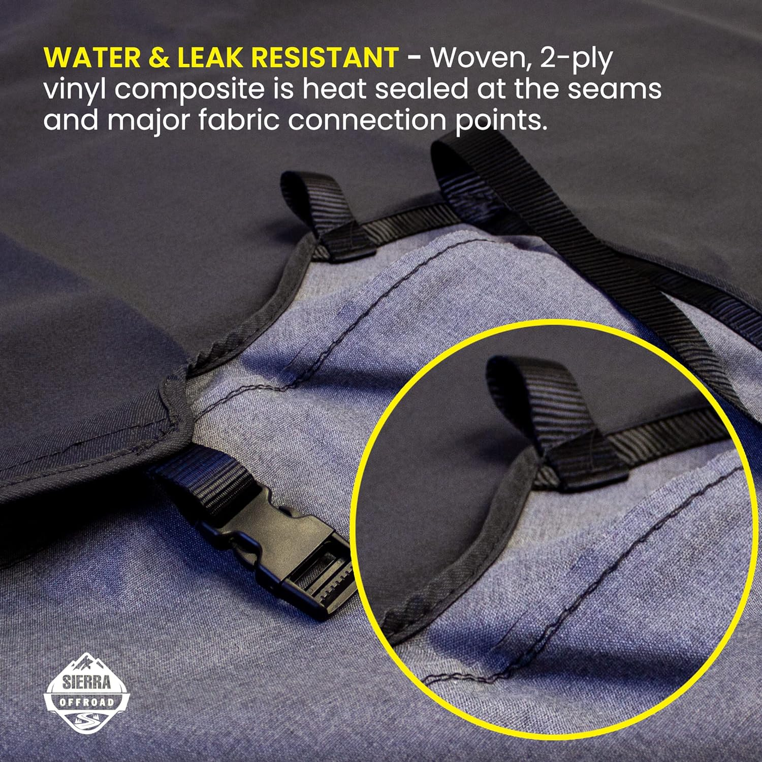 Sierra Offroad Soft Top for 1997 to 2006 Jeep Wrangler TJ - Black, Sailcloth Vinyl - 2 Door Jeep Soft Top with Rear Plastic Tinted Windows - Factory Precision Fit Replacement - No Upper Door Skins - Black Sailcloth image number 3