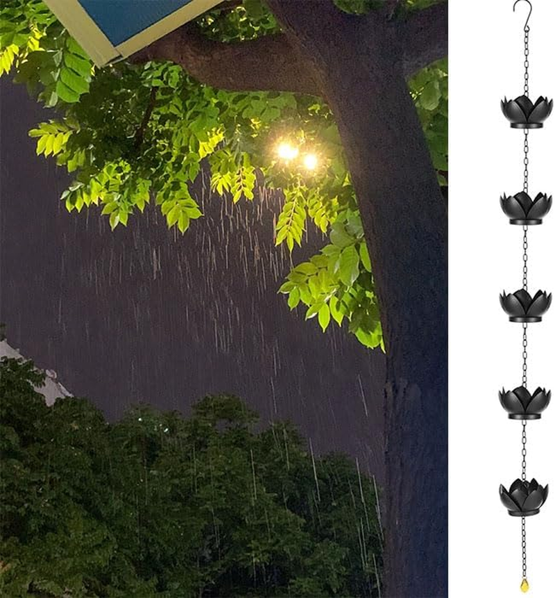 Limcryspp High-Quality Metal Artificial Lotus Rain Chain Replacement, Adjustable Length S-Shaped Hook, Suitable for Drainage Ditches image number 1