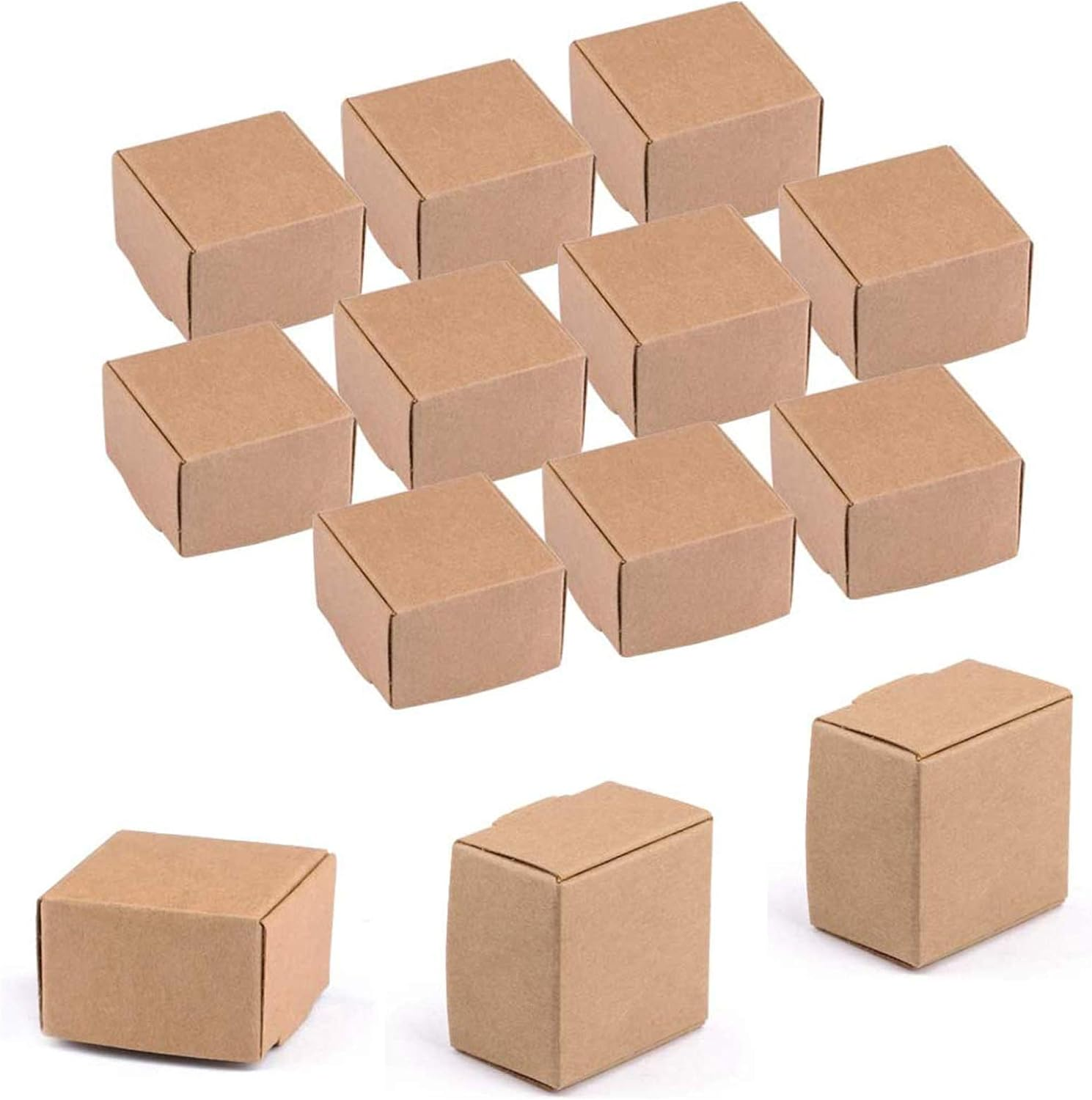 Sdootjewelry Small Gift Boxes 100 Pack, Kraft Gift Boxes Bulk 1.57&rsquo;&rsquo; &times; 1.57&rsquo;&rsquo; &times; 0.98&rsquo;&rsquo;, Ring Boxes Bulk, Small Cardboard Boxes for Jewelry Packaging, Brown