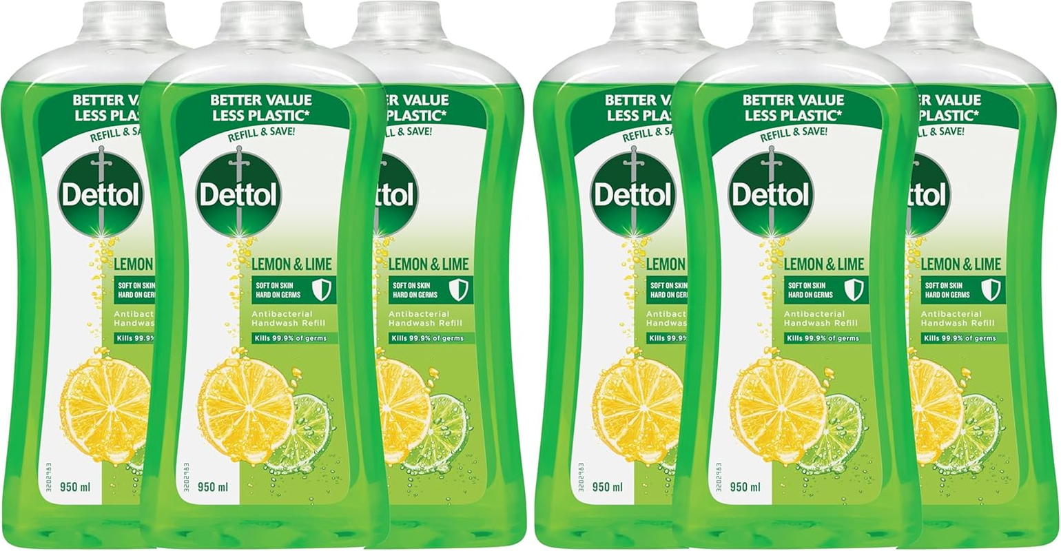 Dettol Anti-Bacterial Hand Wash Refresh Refill Disinfecting, 950Ml X 3 (Pack of 2) image number 4