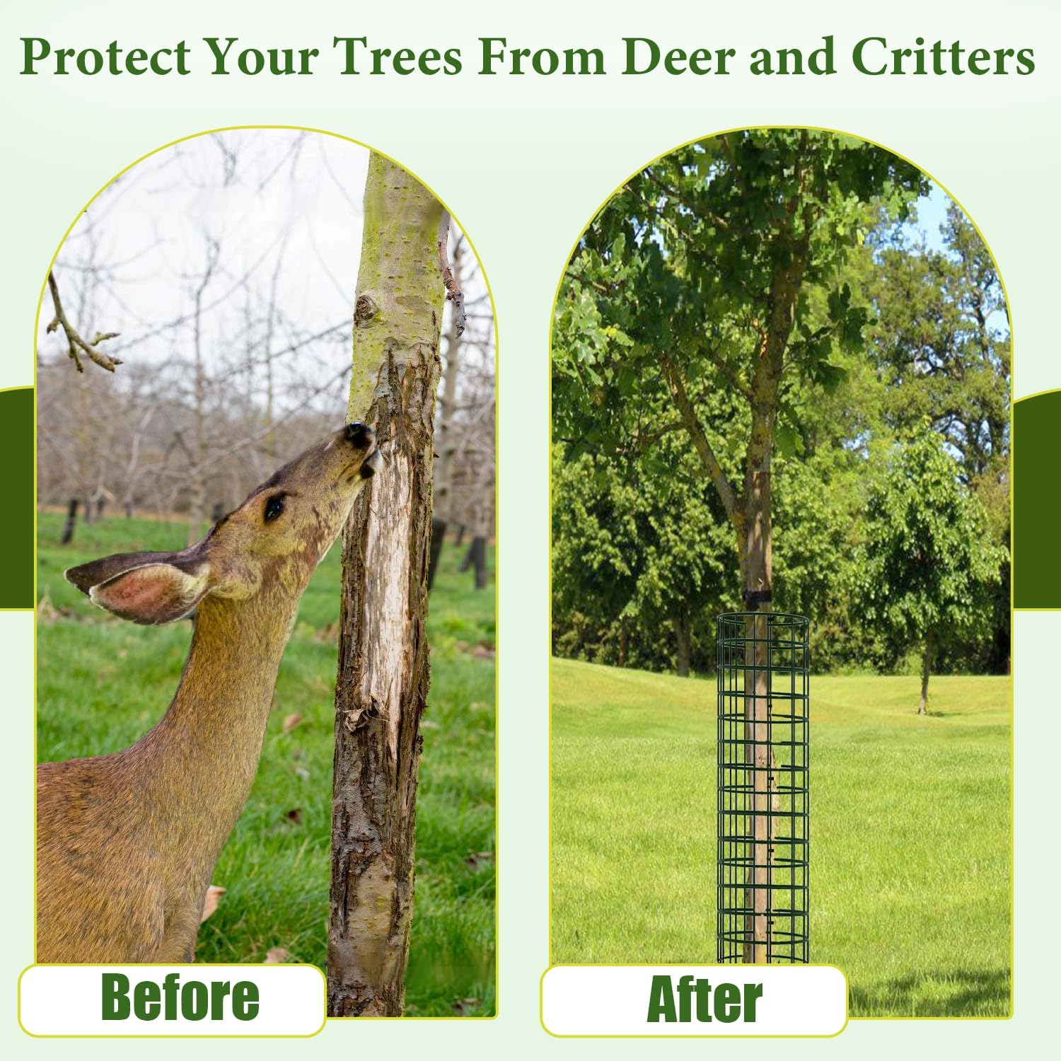 Tree Trunk Protector, 12 Pack Metal Mesh Tree Bark Protector 5'' Dia X 16-1/2'' H with Zip Ties & Stakes, Expandable Tree Guards Trunk Protector, Tree Protectors from Deer, Trimmers (12 Packs) - 6 Packs image number 6