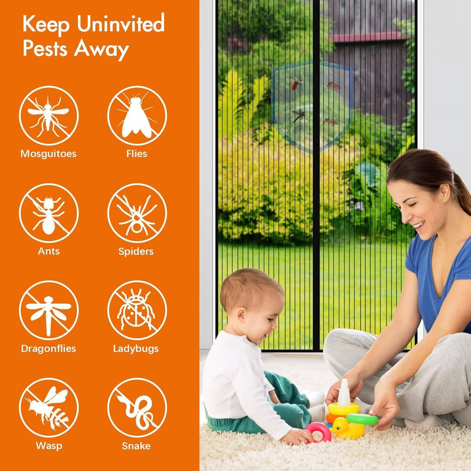 Magnetic Screen Door with Durable Mesh, Hands-Free Closure, Pet and Kid Friendly,Heavy Duty Magnetic Screen Door for Sliding Glass Door Easy Installation, Fits Door Size up to 31.5&Prime; X 80.7&Prime; / 80X205Cm image number 6