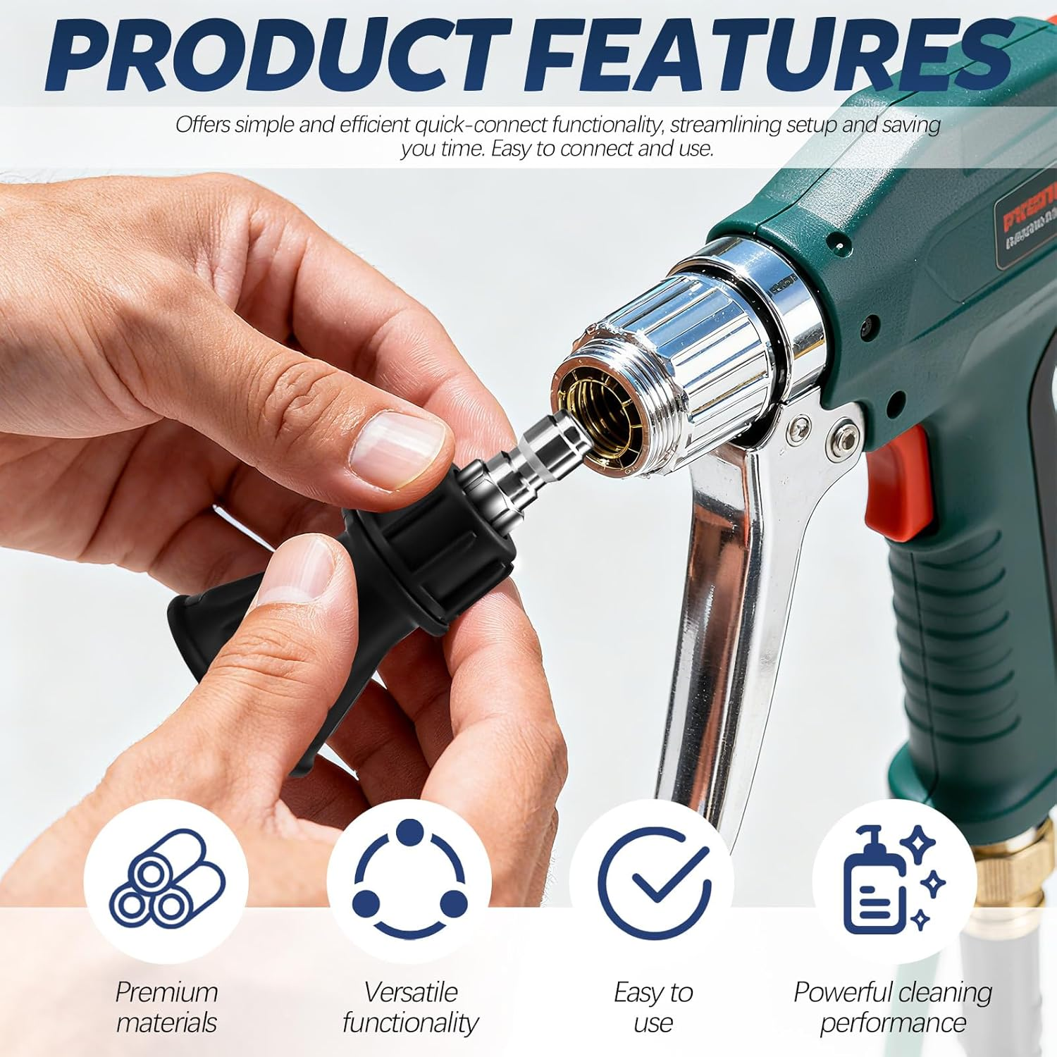 2 Packs 0.64 Cm Stainless Steel 40 Degree Pressure Washer Nozzle Quick Connector, Pressure Washer Tips with Rubber Protection Guard for High-Efficiency Cleaning image number 6